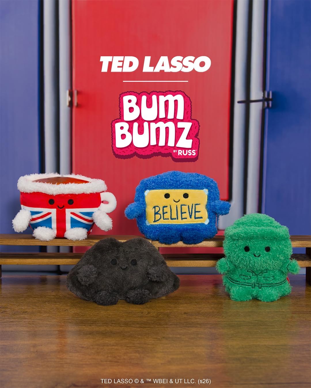 BumBumz 4.5-inch Ted Lasso 4-Pack - Army Man, Mustache, Teacup, & Believe Poster Plush - from The Makers of Original Squishmallows - Ages 3+