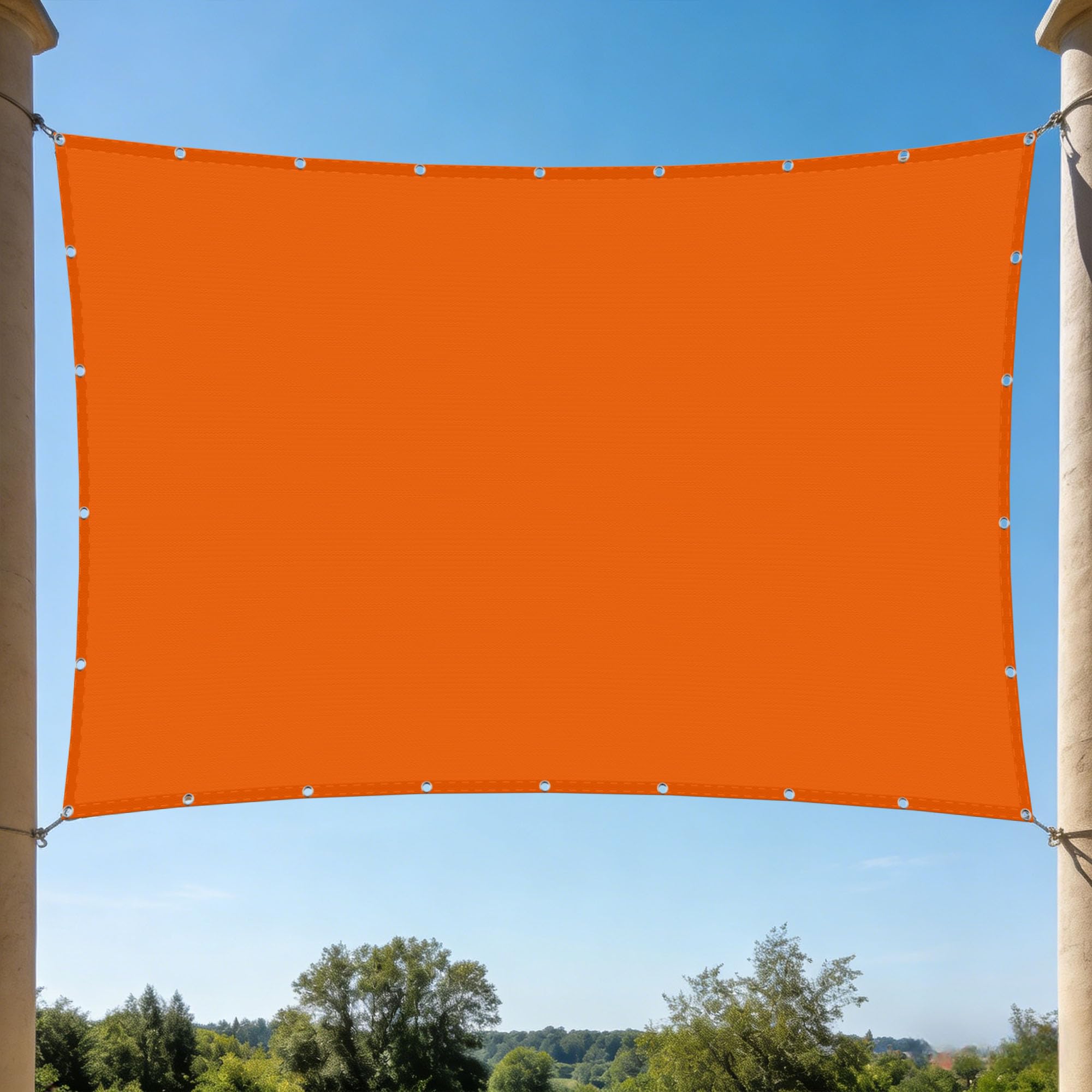 Voile d'ombrage 2x3.4m orange en polyester anti-déchirure et UV protection pour terrasse