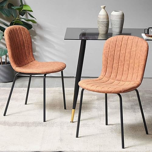 Miniatura 16 de Juego de mesa de comedor para 4, moderno juego de mesa de cocina de 5 piezas, mesa de comedor rectangular de 47 pulgadas y sillas vintage de piel