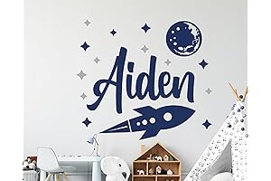 Custom Boy Name Wall Decal: Stellar Space Adventure for Your Little Hero
