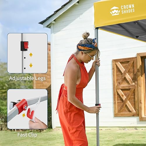 Miniatura 45 de CROWN SHADES - Toldo desplegable de 10 x 10 pies con 1 pared lateral, tienda de campaña de playa que se arma con solo presionar un botón, glorieta