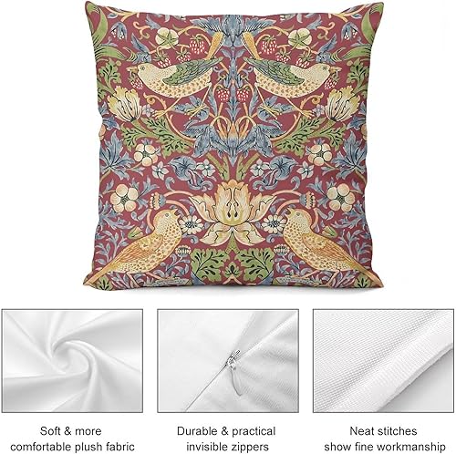 Miniatura 6 de Keebik William Morris - Funda de almohada con diseño de ladrón de fresas, funda de almohada decorativa suave para decoración del hogar, sala de