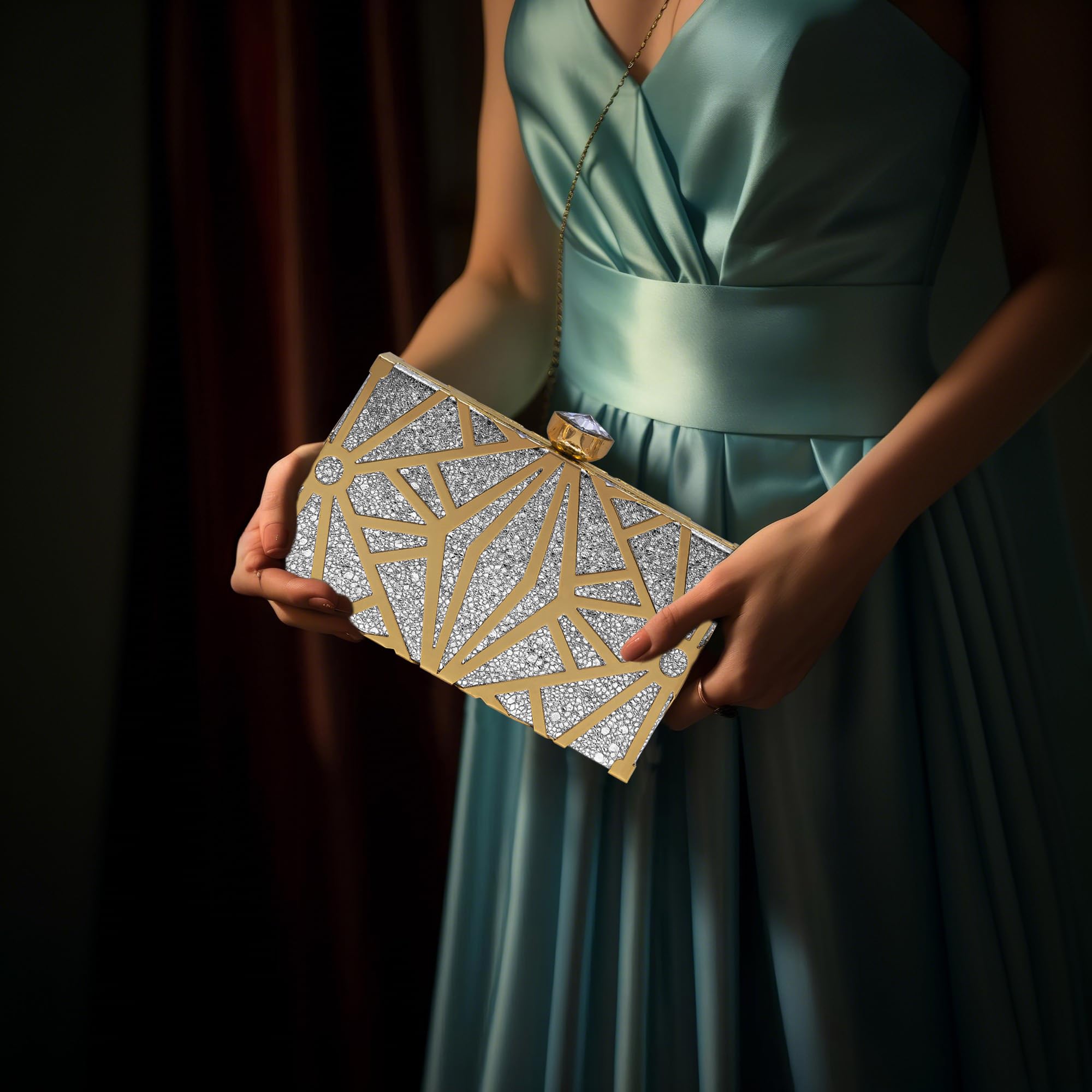 Milisente Gold Clutch Purses For Women Metallic Bridal Evening Clutch Bags Evening Formal Handbags