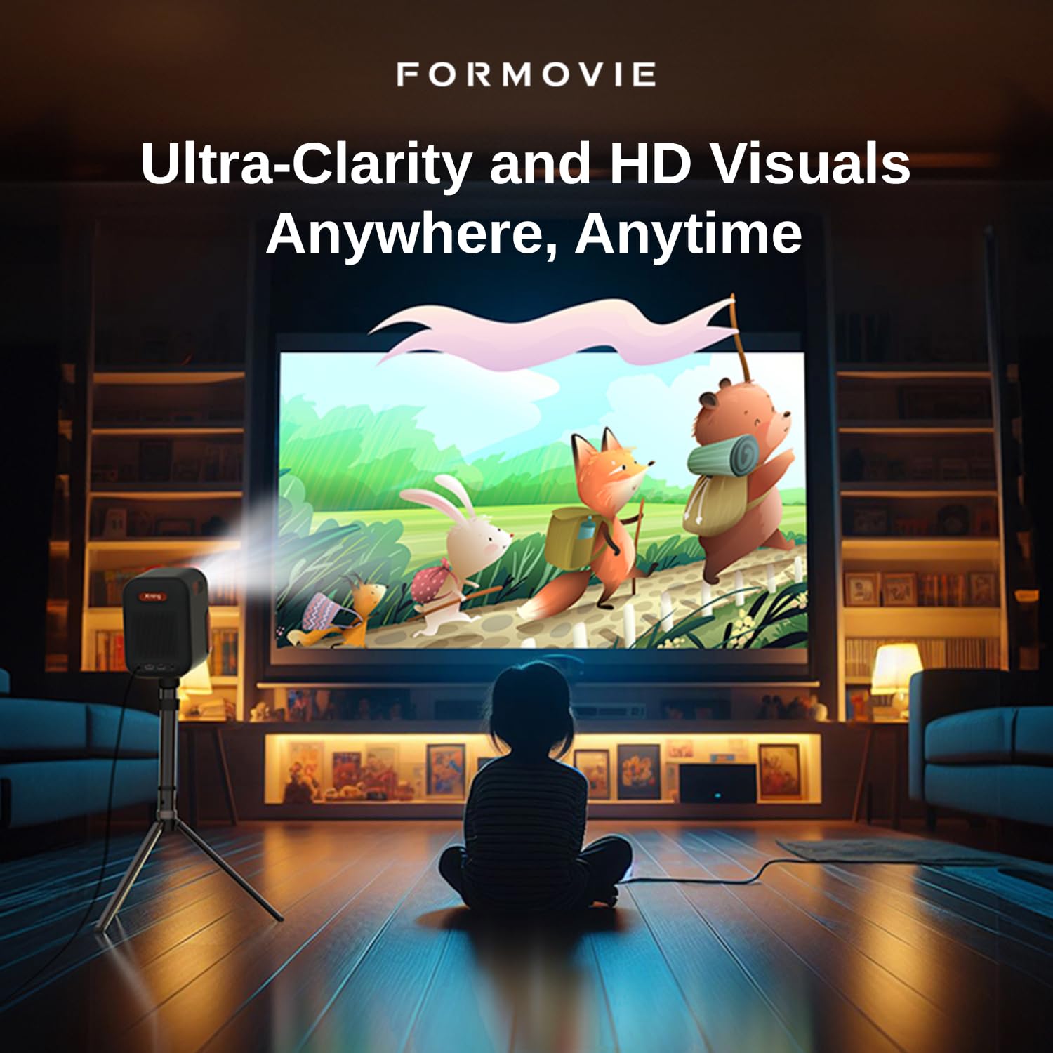 Formovie Xming Episode One Projektor z Google TV, WiFi i Bluetooth, Natywne 1080P Full HD, Dolby Audio, Smart Projektor, Przenośny do Kina Domowego i na Zewnątrz