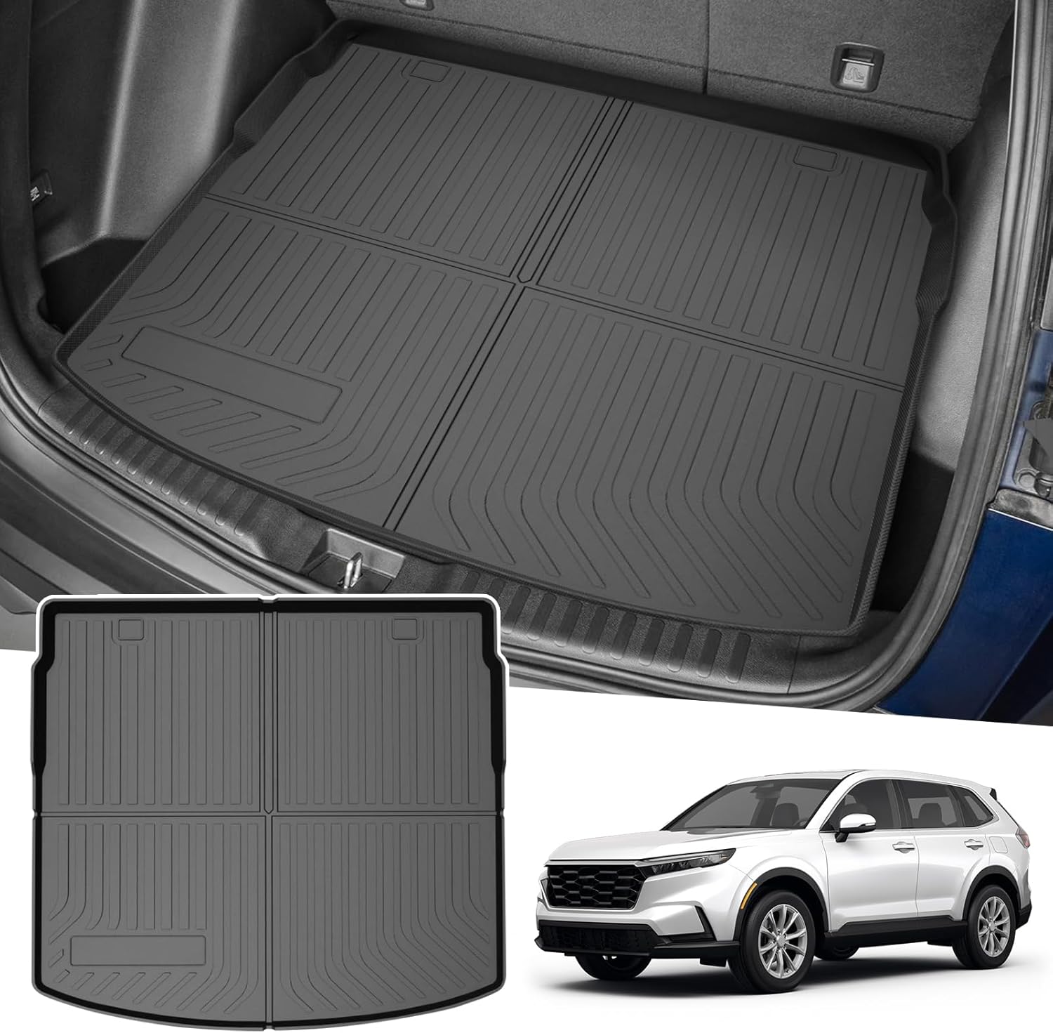 Powerty Cargo Liner for 2023 2024 2025 2026 Honda CRV Accessories (Include Hybrid), Fit Cargo Deck in Upper Position CR-V Cargo Mat, All Weather Car Rear Trunk Mat Cargo Protector (Not for Gasoline) - Image 7