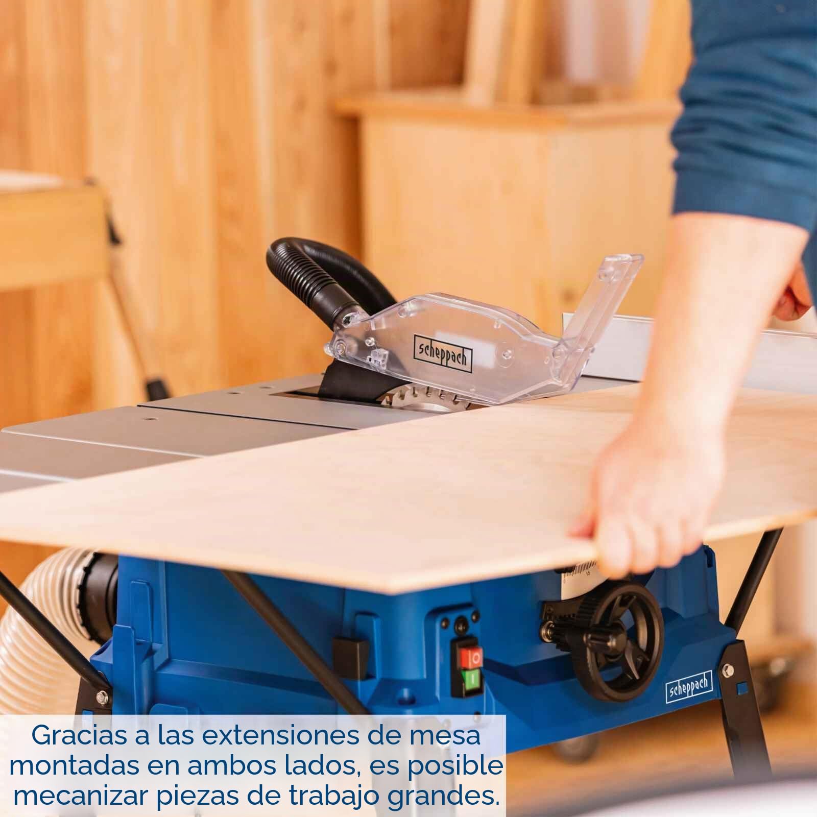 Scheppach Sierra circular de mesa HS100S, incluye 2 hojas - corte fino 2000 W, hoja con un diámetro 250 x 30 mm, máx. altura 85 la 940 642
