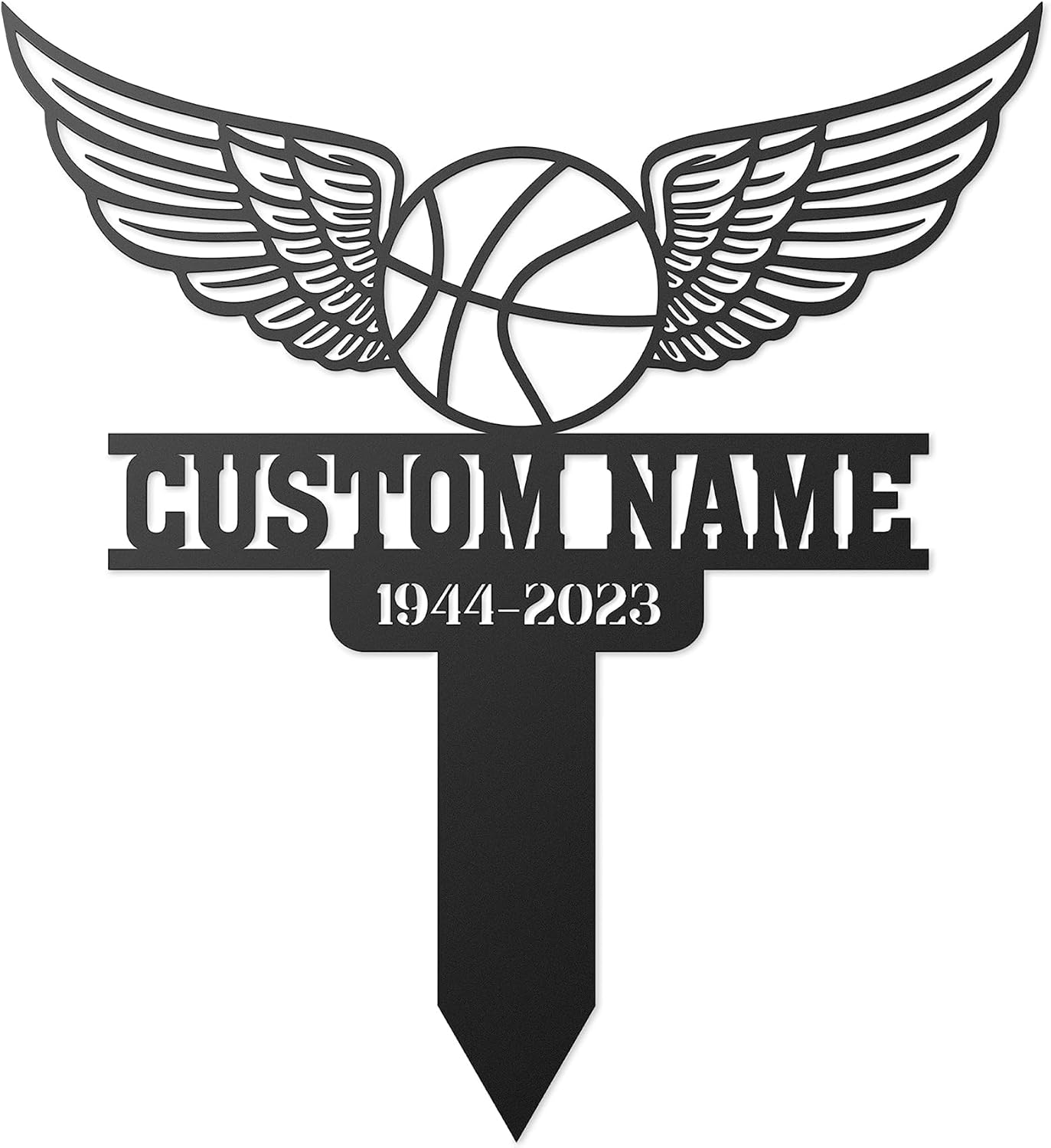 Custom Basketball Memorial Grave Marker, Basketball with Wings, Basketball Player Metal Grave Stake, Remembrance Outdoor Plaque, Sport Theme Grave Marker