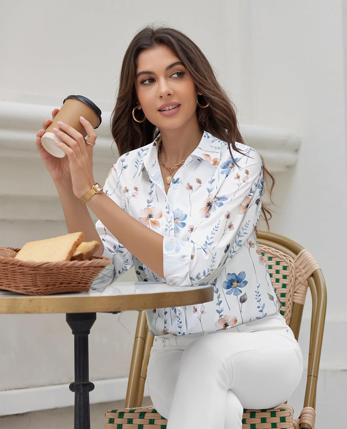 siliteelon Button Down Shirts for Women Dress Shirt Cotton Long Sleeve Collared Shirt Business Work Office Blouse Top - Image 5