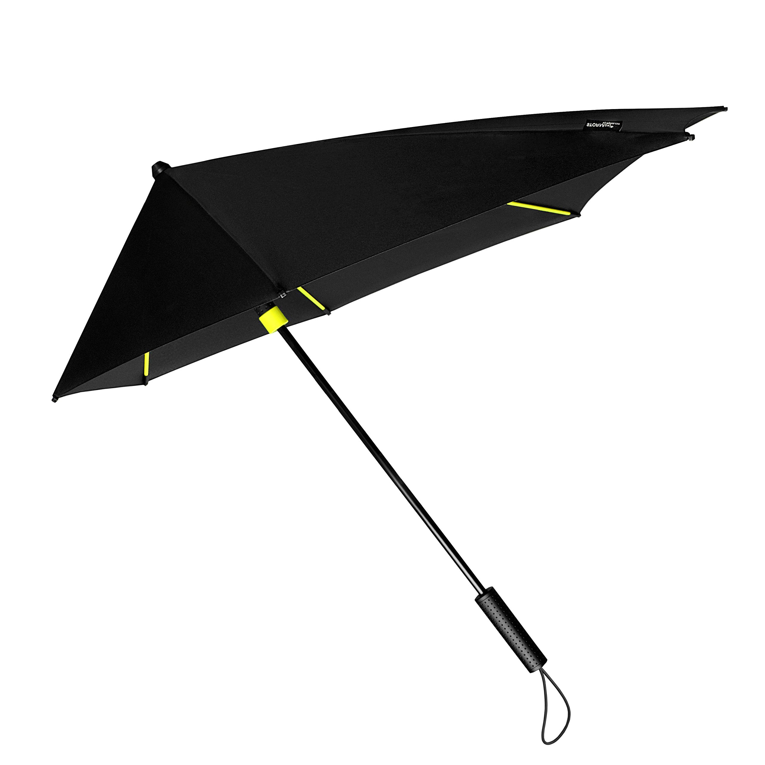 STORMaxi Storm Umbrella - Windproof Aerodynamic - Resists Wind up to 65 km/h, Yellow Frame, Large, Stick umbrella