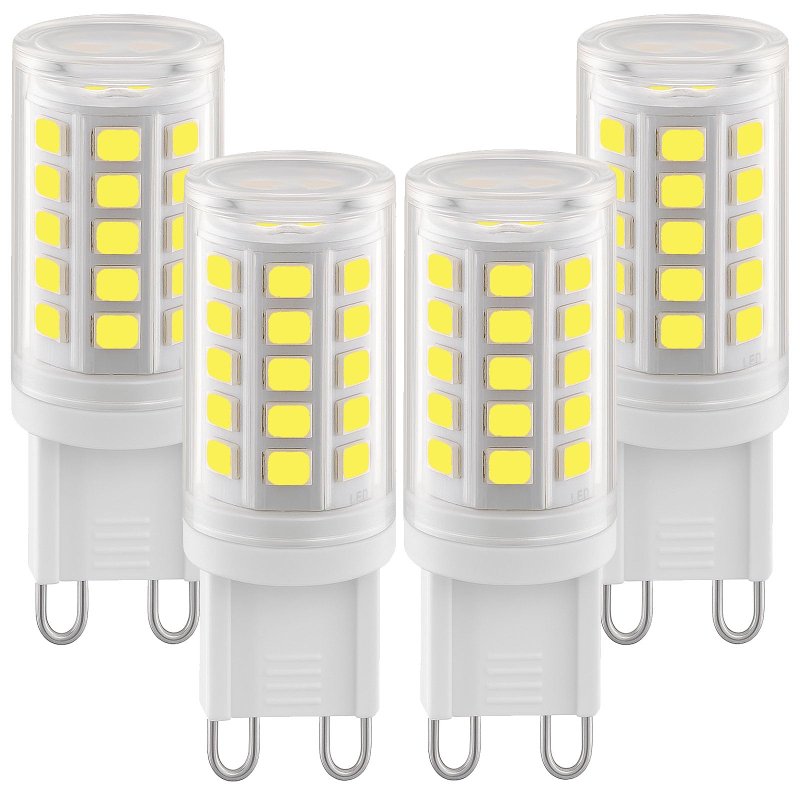 G9 LED Birnen 2W Kaltweiß 6000K, 320LM Energieeinsparung Lampe äquivalent zu 28W Halogen, Kein Flimmern GU9 LED Leuchtmittel für Hausbeleuchtung Dekor, Kronleuchter, Nicht Dimmbar, 220-240V, 4 Pack