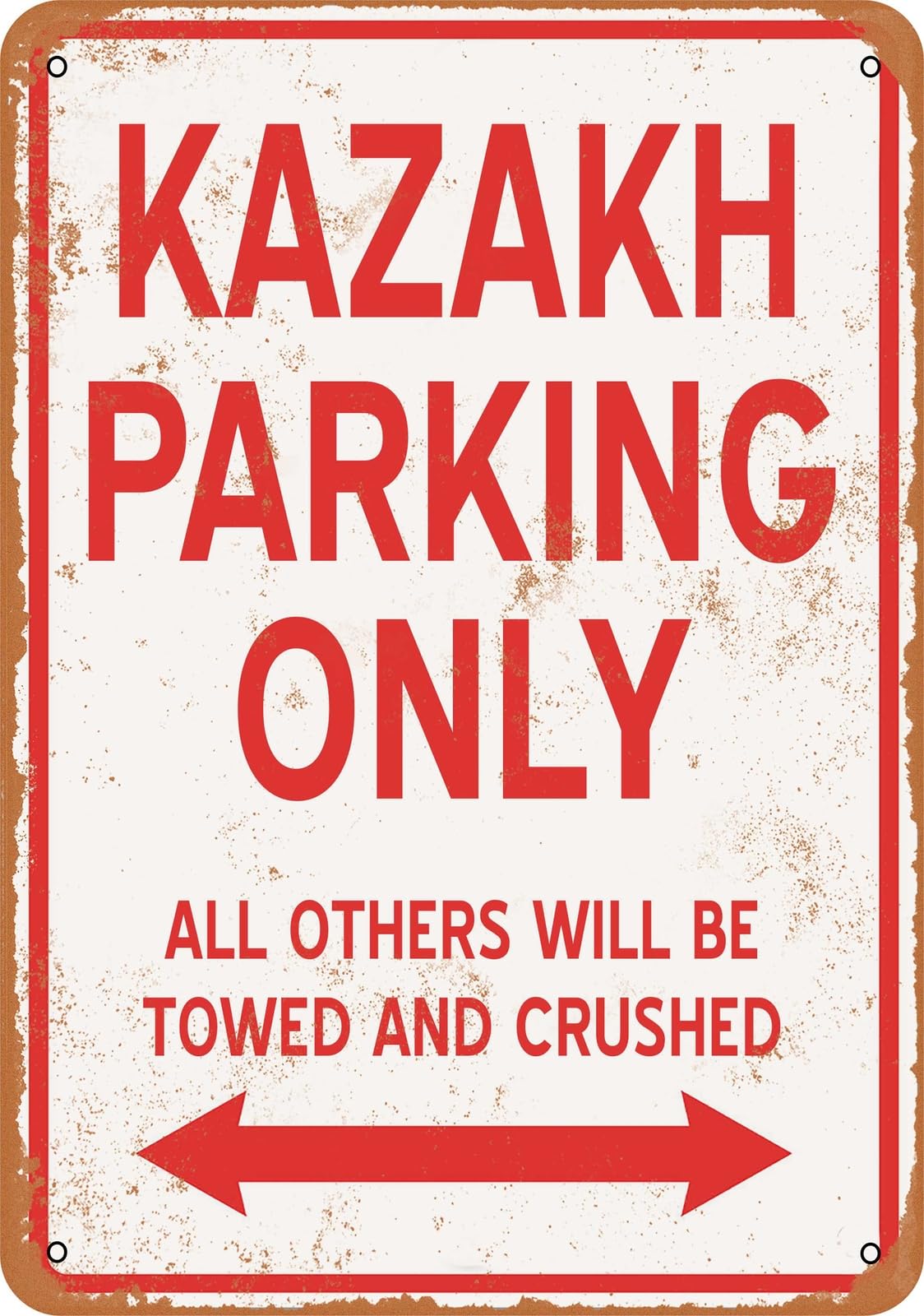 Metal Sign - KAZAKH PARKING ONLY - Vintage Look home decor
