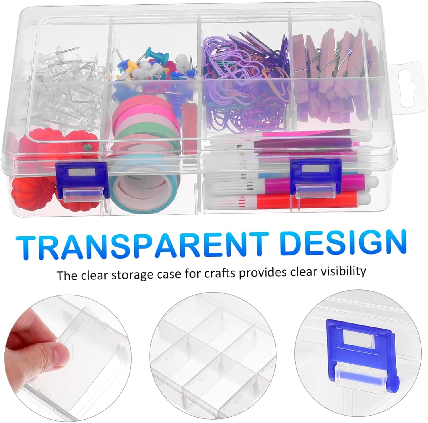 2pcs Clear Storage Box Multi-grid Organizer Removable Dividers for Crafts Jewelry and Beads Compartments Transparent Design for Easy Visibility
