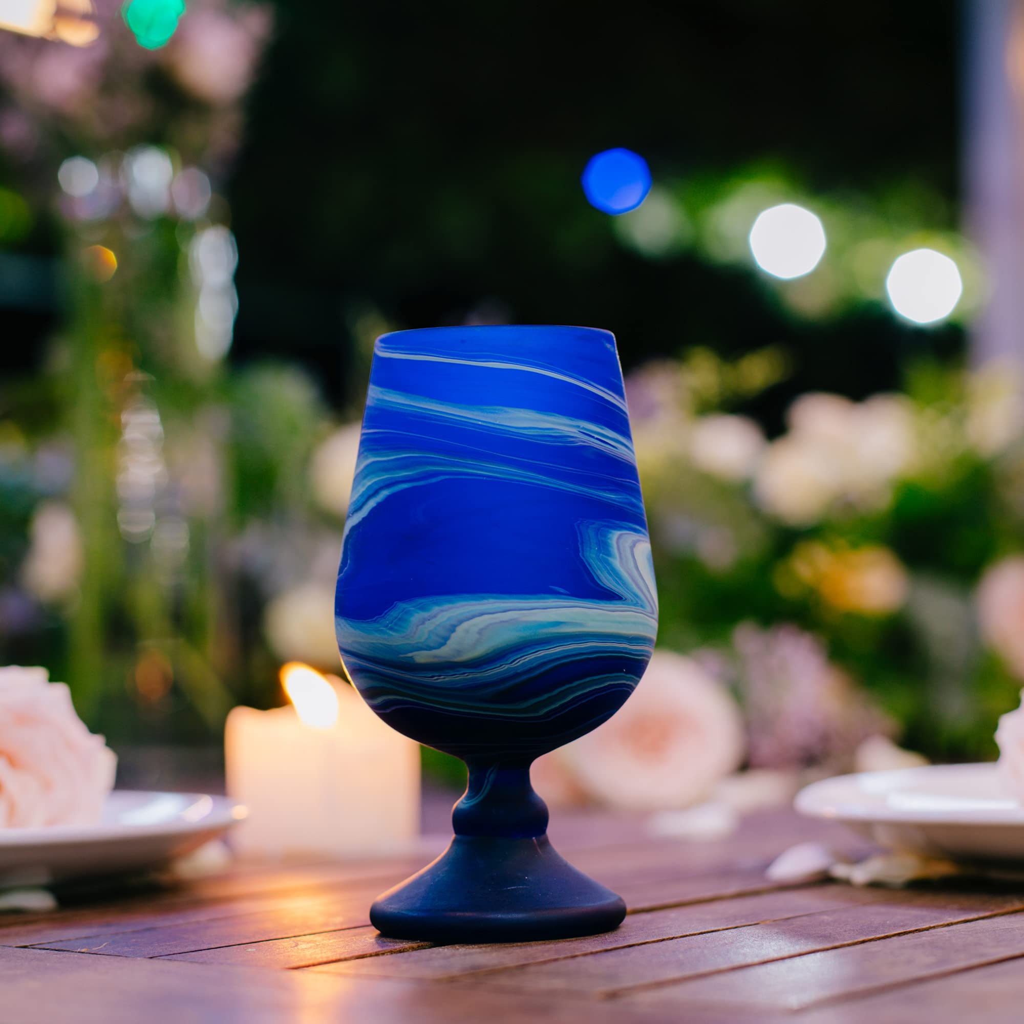 Hebron Arts Goblet Wine Glass | Hand Blown Phoenician Glass Gift