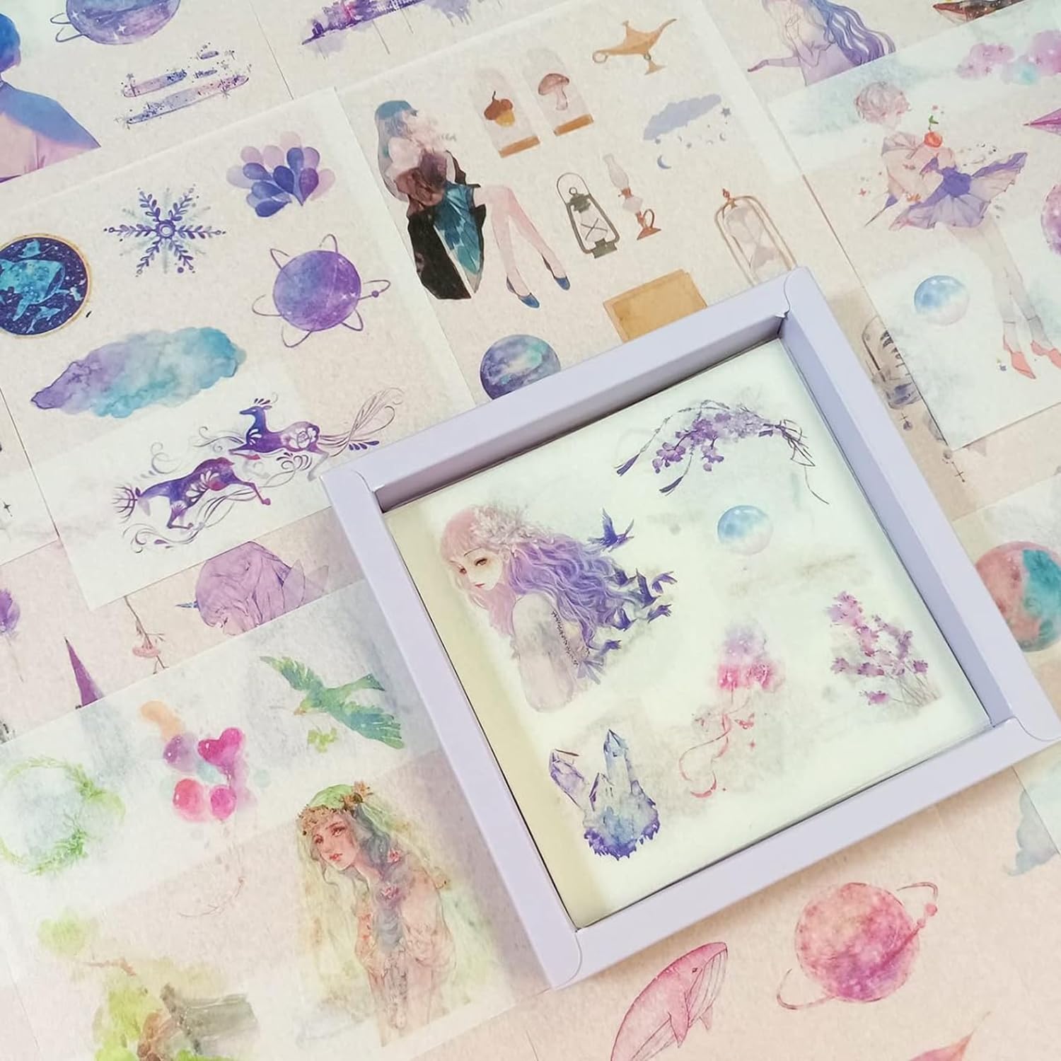 Zestaw uroczych naklejek Washi 50 arkuszy – akwarela, DIY, dekoracyjny album do scrapbookingu, naklejka do pamiętnika, pamiętnika, rękodzieła artystycznego, albumu, planerów, pamiętników,