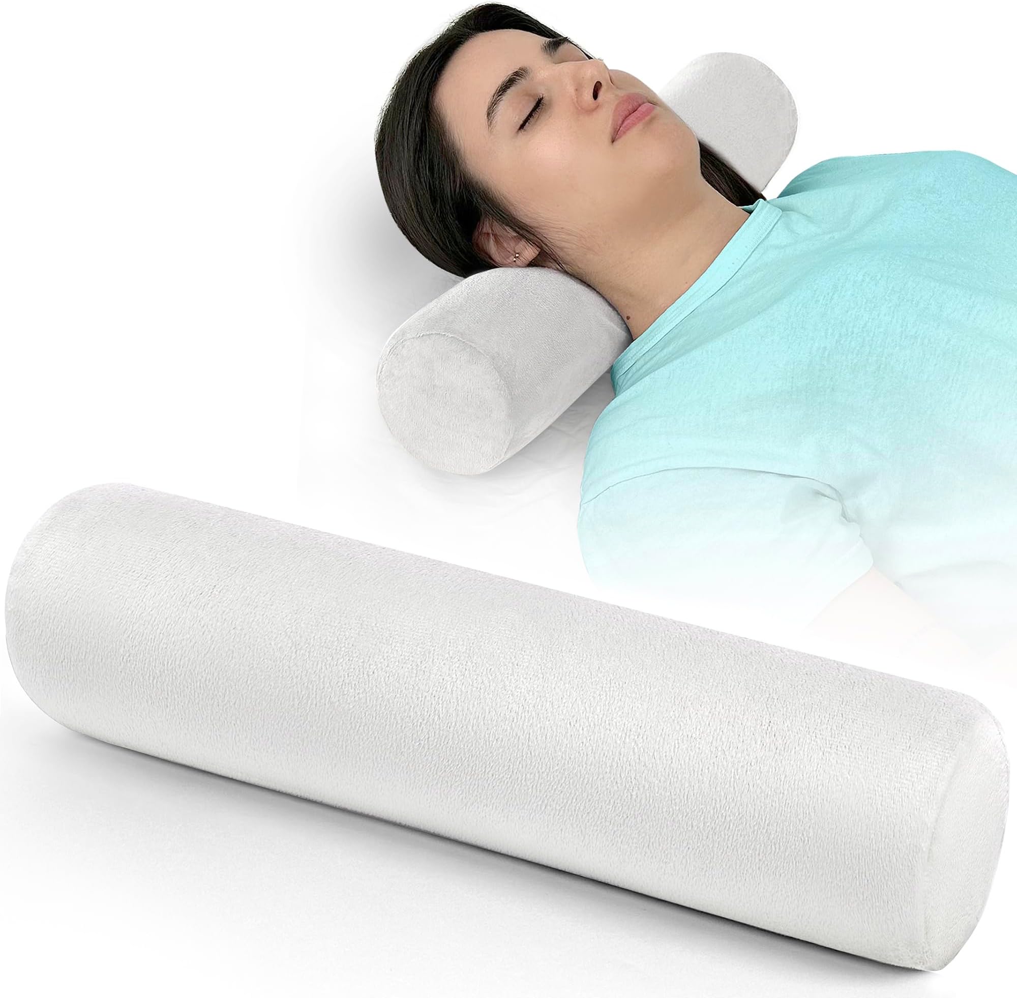 Healthex Cervical Neck Roll Pillow, Memory Foam Pillow, Cylinder Round Pillow, Pain Relief Neck Pillows for Sleeping Support, Removable Washable Cover