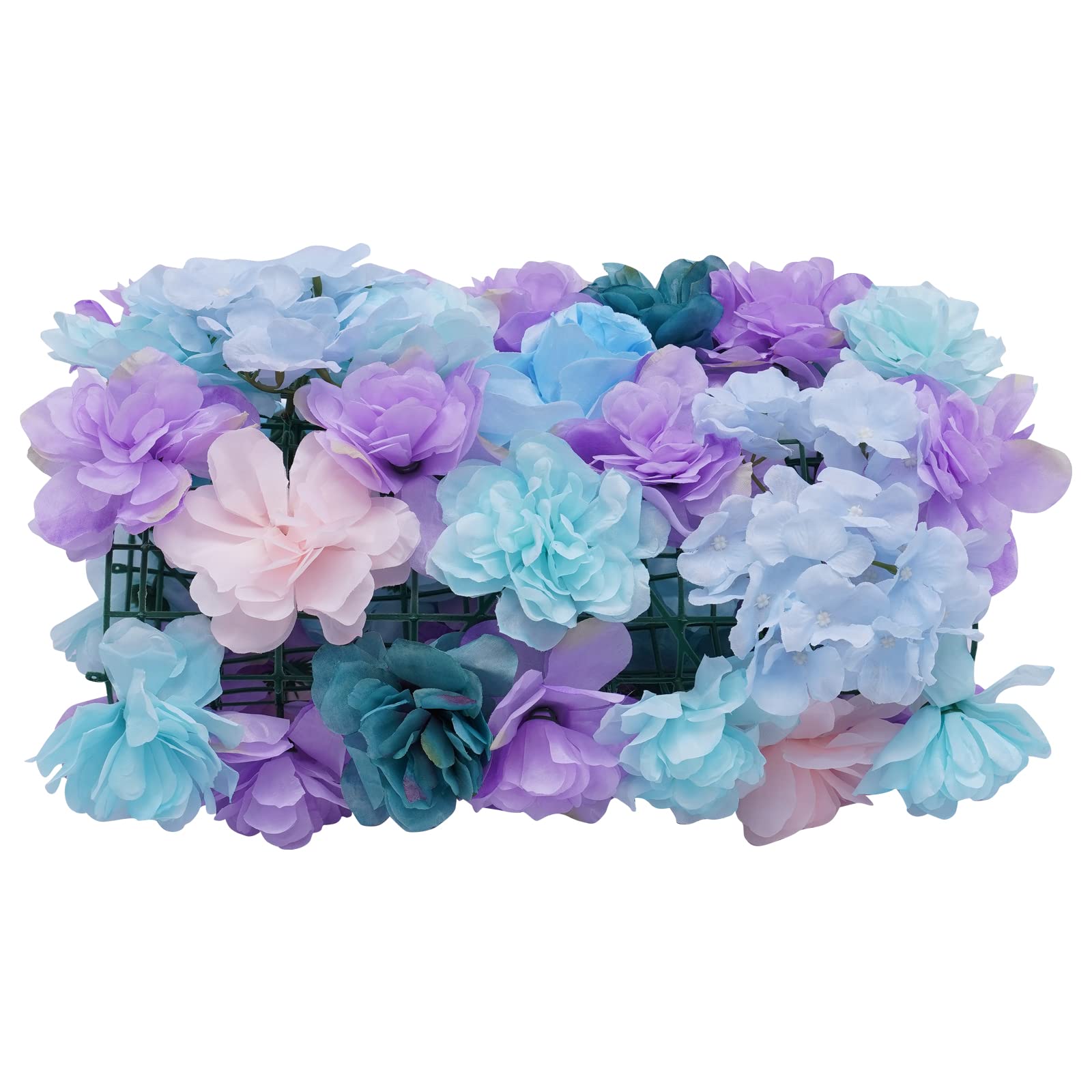 Rosenwand Künstliche Blumenwand 3D Blumen 6 Stück Kunstblumen 40x60cm Pflanzenwand (Orchidee Hortensie Rose) - Blau, Violett, Rosa