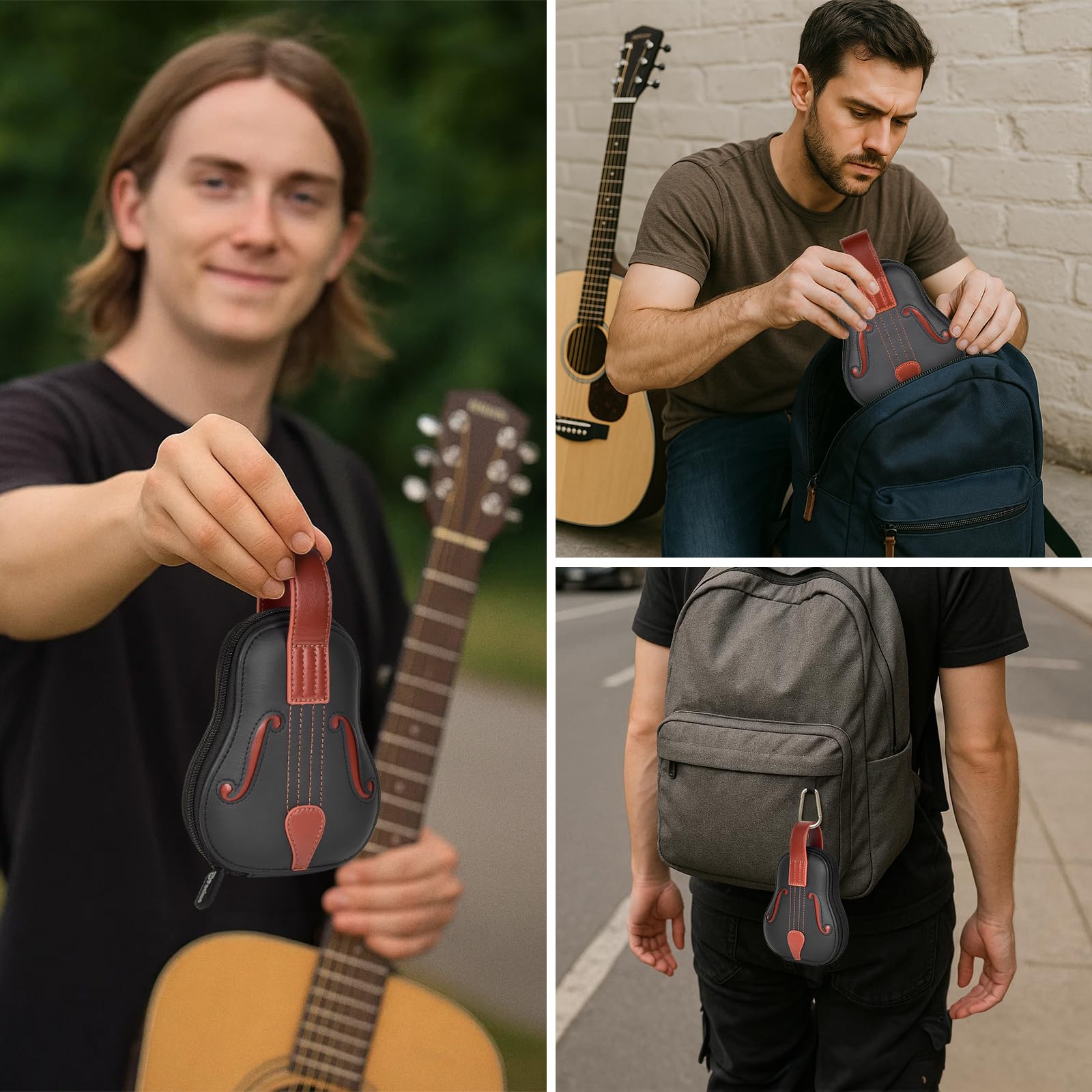 Gitarrenplektren-Halter für 24+ Packungen, Auswahl an Zubehör, Aufbewahrungstasche für Rotopata/Jim Dunlop/für Picko-Plektren für Akustik-, E-Gitarren, Bass-Ukulele (nur Box)