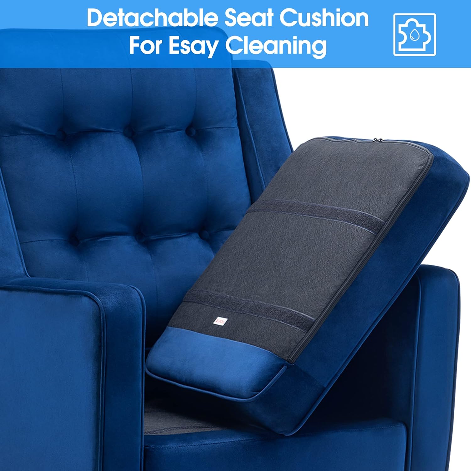 MCombo Accent Chairs, Velvet Upholstered Single Sofa Armchair for Living Room, Reception Chair for Office 4278 (Blue)