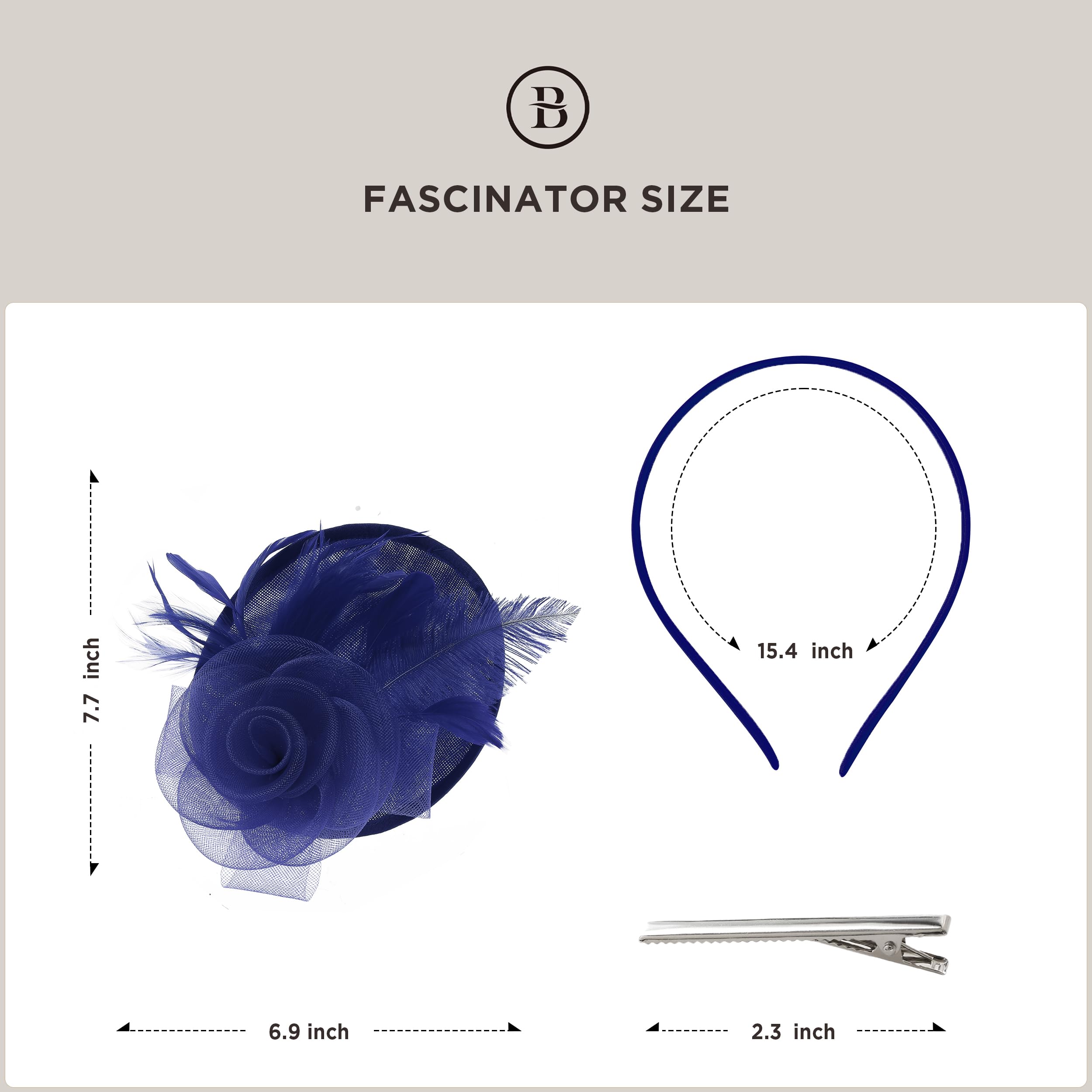 BABEYOND Tocado de mujer con plumas y flores de malla, elegante gorro con clip para el pelo para bodas, día de carrera de damas, fiesta de cóctel