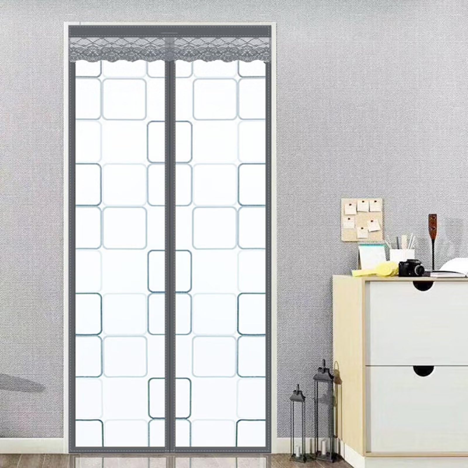 Rideau de protection thermique isolation phonique pour porte de salon et froid hiver 75x195