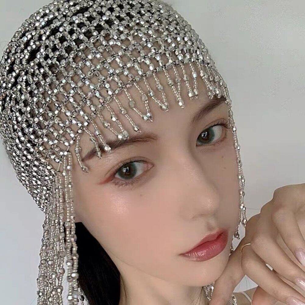 Tocado De Cuentas Exótico, Tocado De Borla Bohemia, Gorra con Cuentas para Danza del Vientre, Accesorio para Cabello De Cleopatra Egipcia, Sombrero De Borla para Actuación En Escenario Nupcial