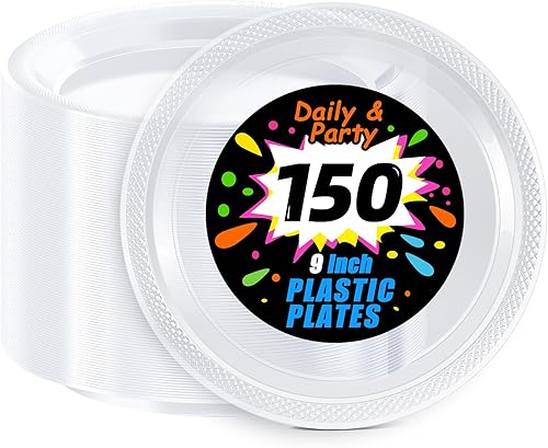 Miniatura 22 de WELLIFE Platos de postre negros de 7 pulgadas, 150 unidades, platos de postre de plástico desechables para fiestas, pasteles, aperitivos, ensaladas,