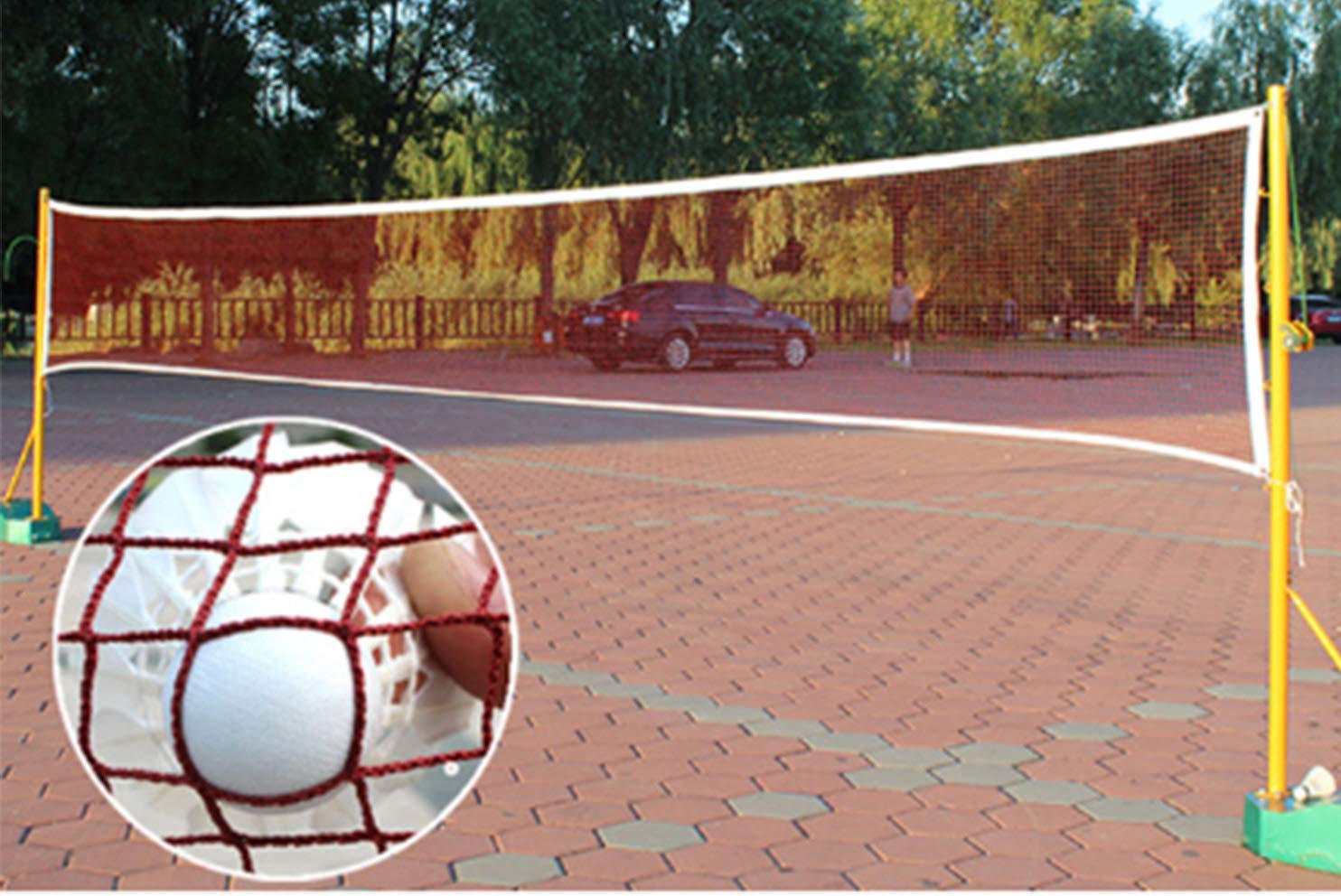 Portable Badminton Net Replacement Professional Badminton Net Indoor Outdoor Sports Durable Volleyball Training Tennis Badminton Square Net For Garden Beach Backyard Schoolyard Pool Driveway