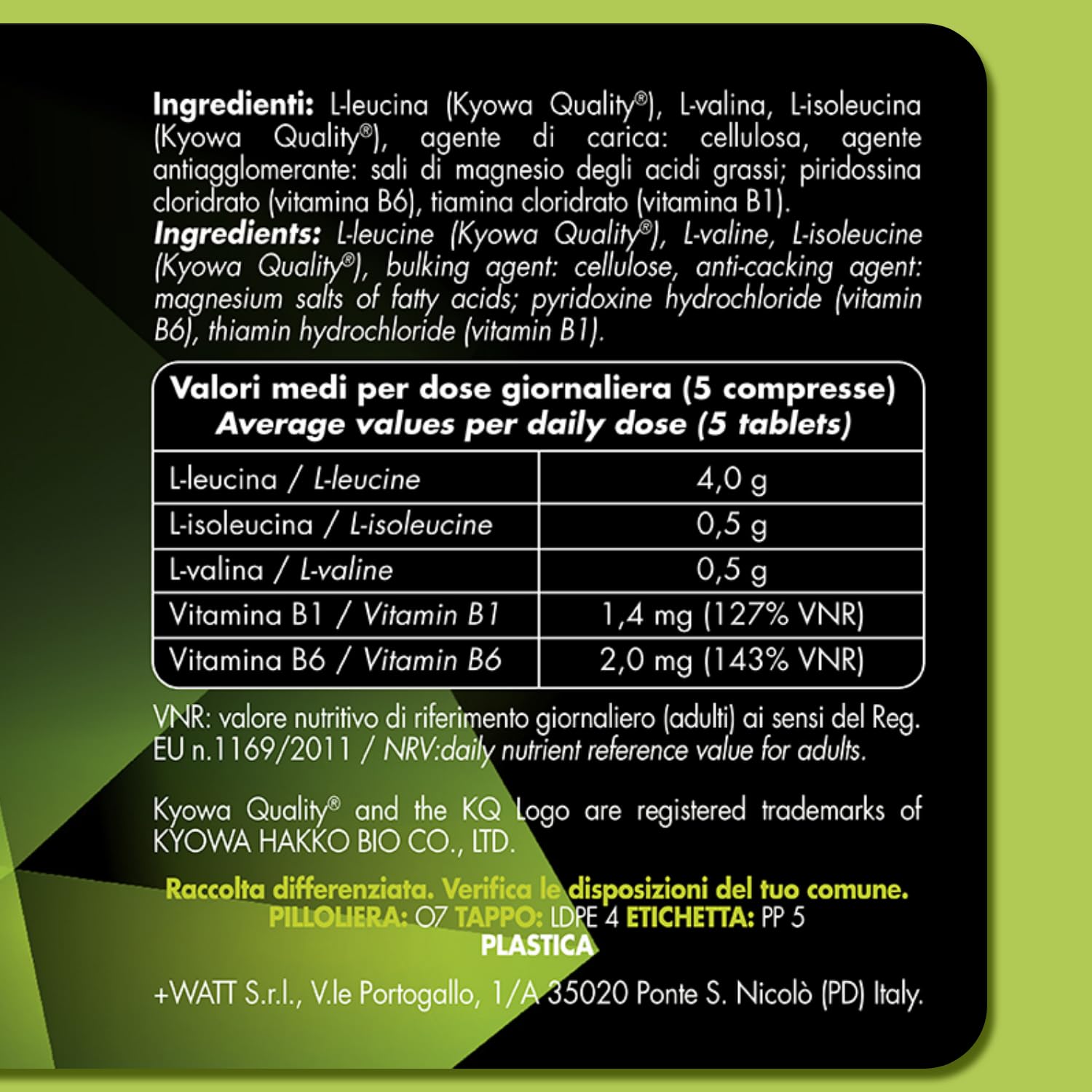 BCAA+ 8:1:1 - Integratore di Amminoacidi Ramificati a Sostegno del Recupero Muscolare - Formato: 200 compresse