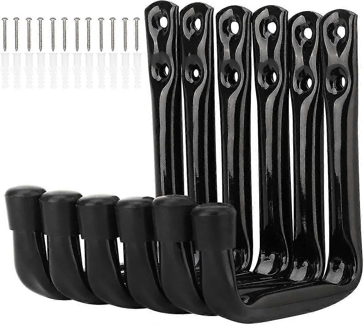 JOYHAPPST Garage Storage Heavy Duty J Hooks, 6 Pack Wall Mount Steel Utility Hanger (12cm X 10cm)