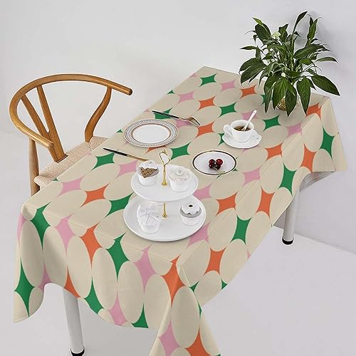 Miniatura 25 de Mantel retro moderno de mediados de siglo, diseño de colores retro de los años 50, resistente al agua, mantel lavable para cocina, comedor, fiesta