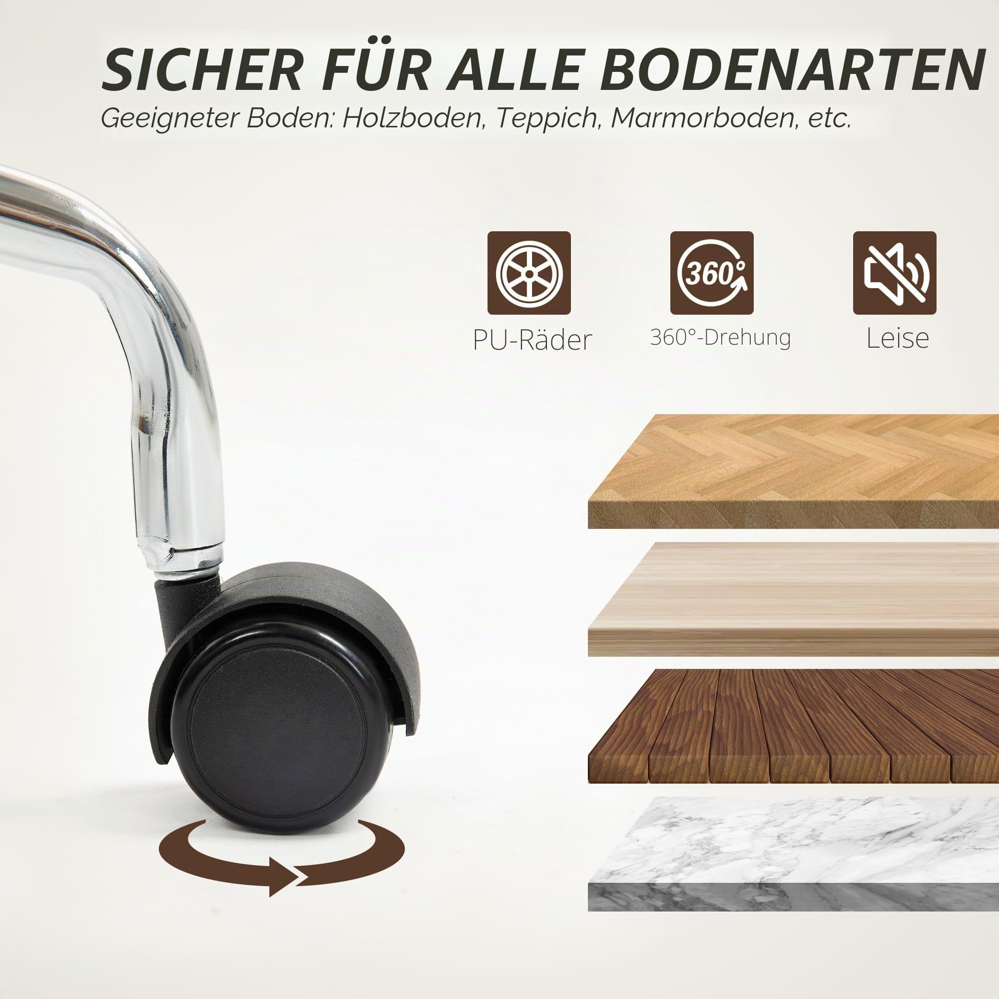 HOMCOM Schwenkbarer Bürostuhl höhenverstellbar 120 kg Braun