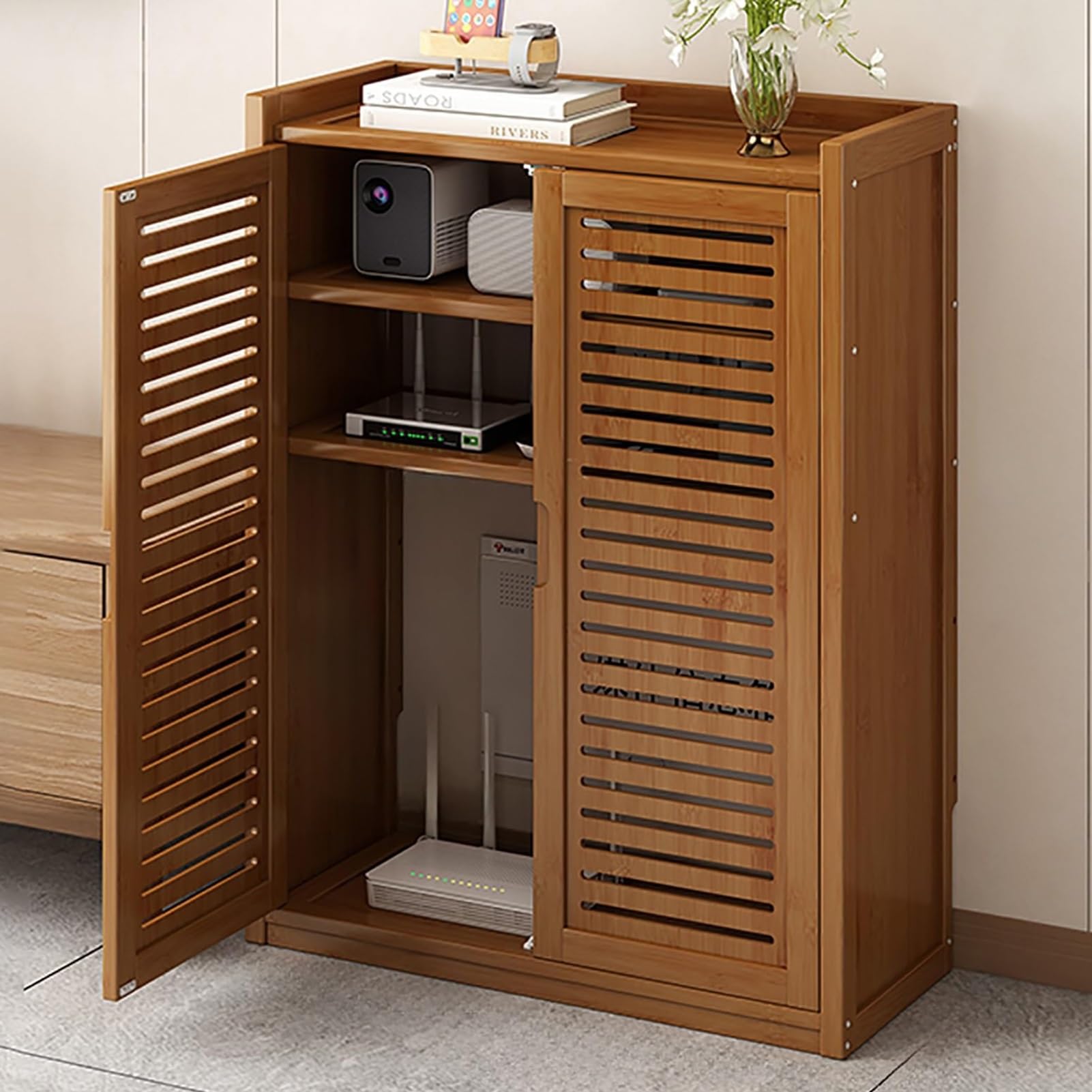 HARELA Boîte de Rangement pour routeur WiFi, Armoire pour routeur, Cache Box WiFi, Rangement Box Internet, pour Gestion des câbles pour Salon, Chambre(82 * 60cm/32.3 * 23.6in)