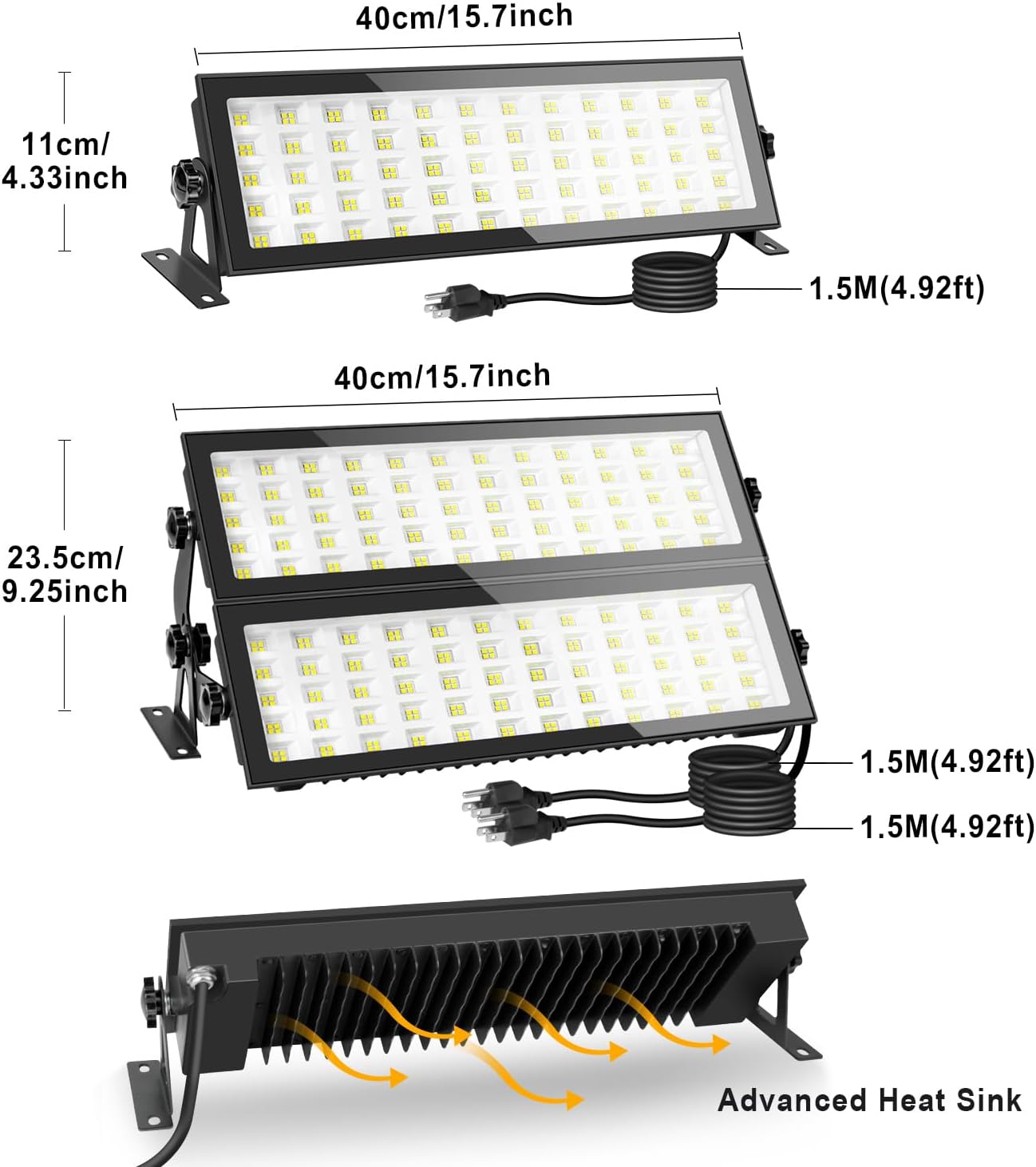 2 Pack LED Shop Light for Garage, 120W 10000lm 5000K Daylight LED High Bay Light, IP66 Waterproof Outdoor Flood Light with US Plug 5FT Cable for Workshop Yard Garage Factory Area Lighting Fixture