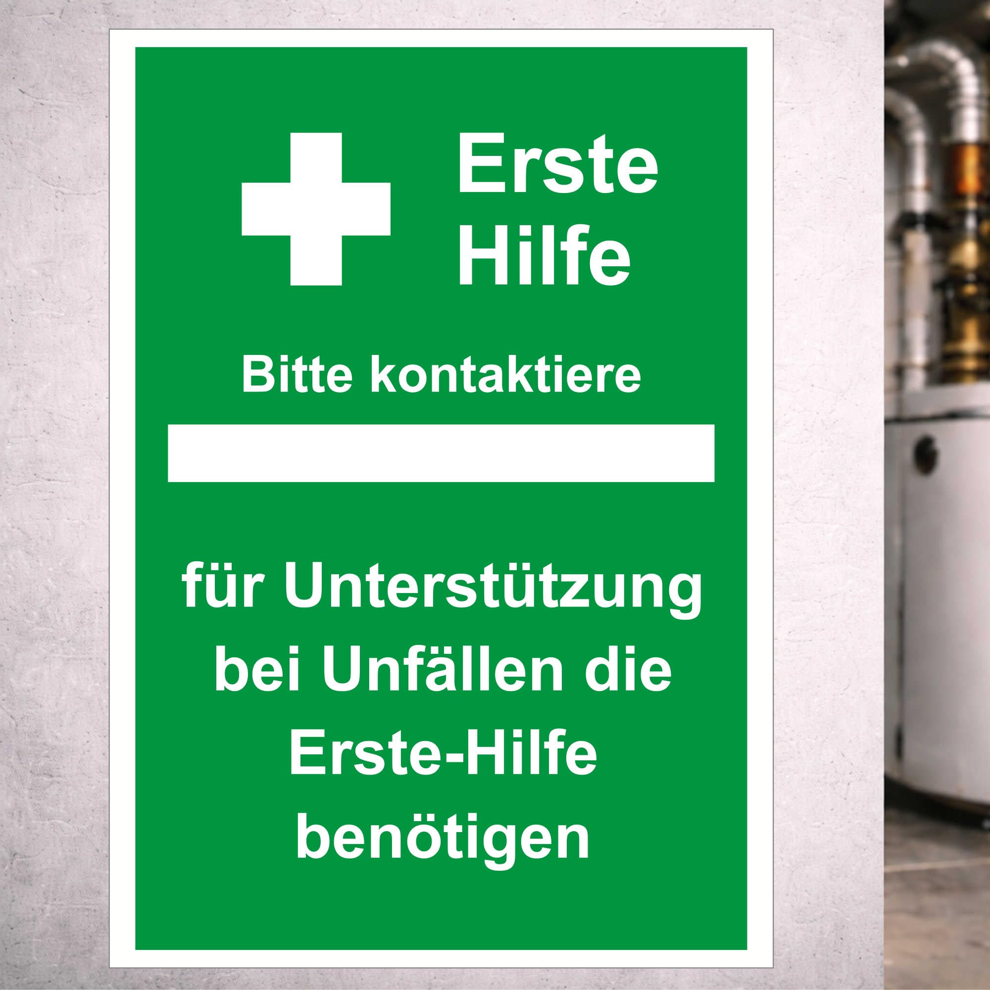 INDIGOS UG - Cartello in alluminio composito - sicurezza - avvertimento - contatto di primo soccorso - 420x594 - hotel, azienda, protezione, KITA, medico, pratica, appartamento