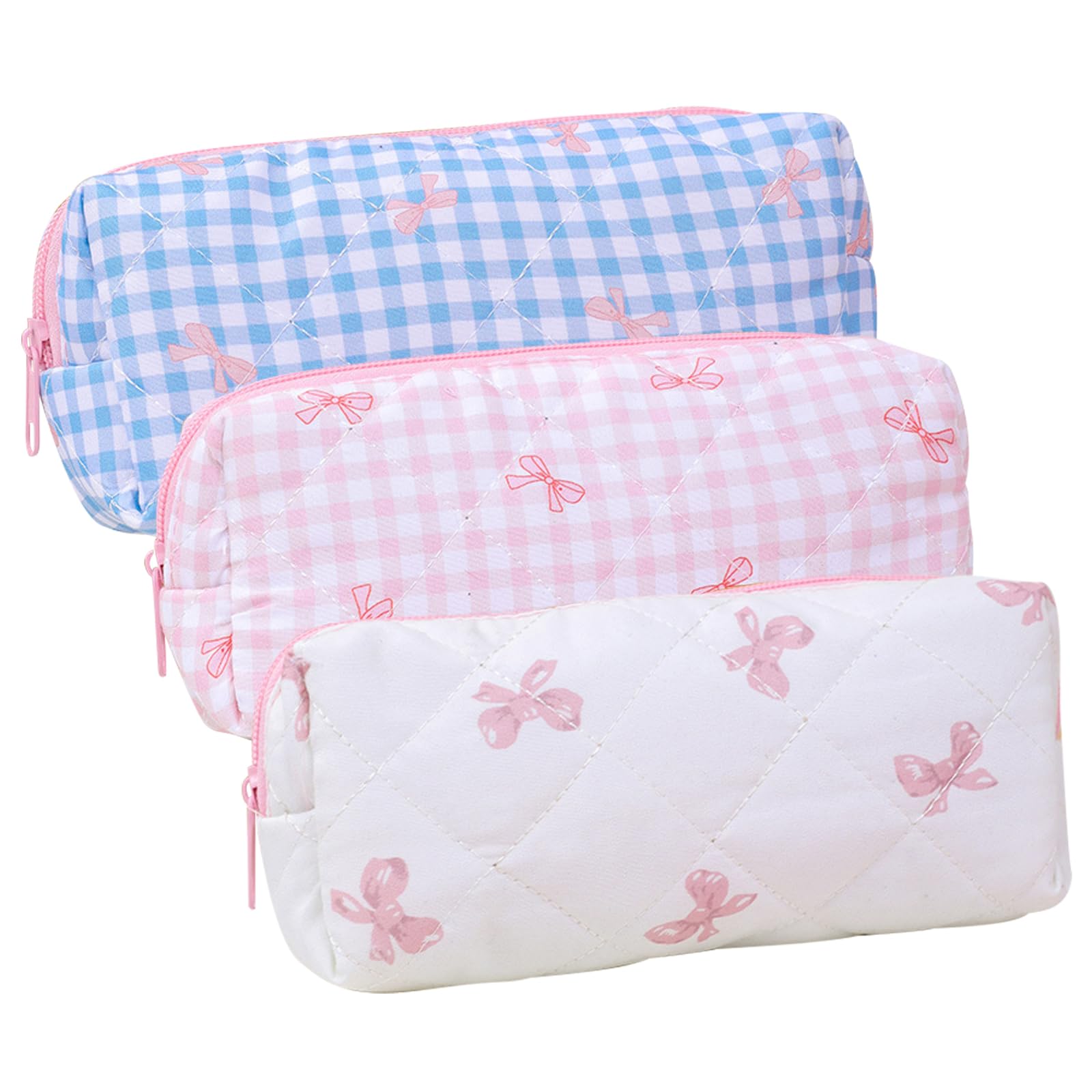 OKMIJN 3Pcs Pencil Case for Girls, Pen Pouch, Makeup Bag, Pencilcase, Pencil Cases Cute with Zipper, Portable Makeup Bag Stationery Pouch for Teenage Boys Girls School College