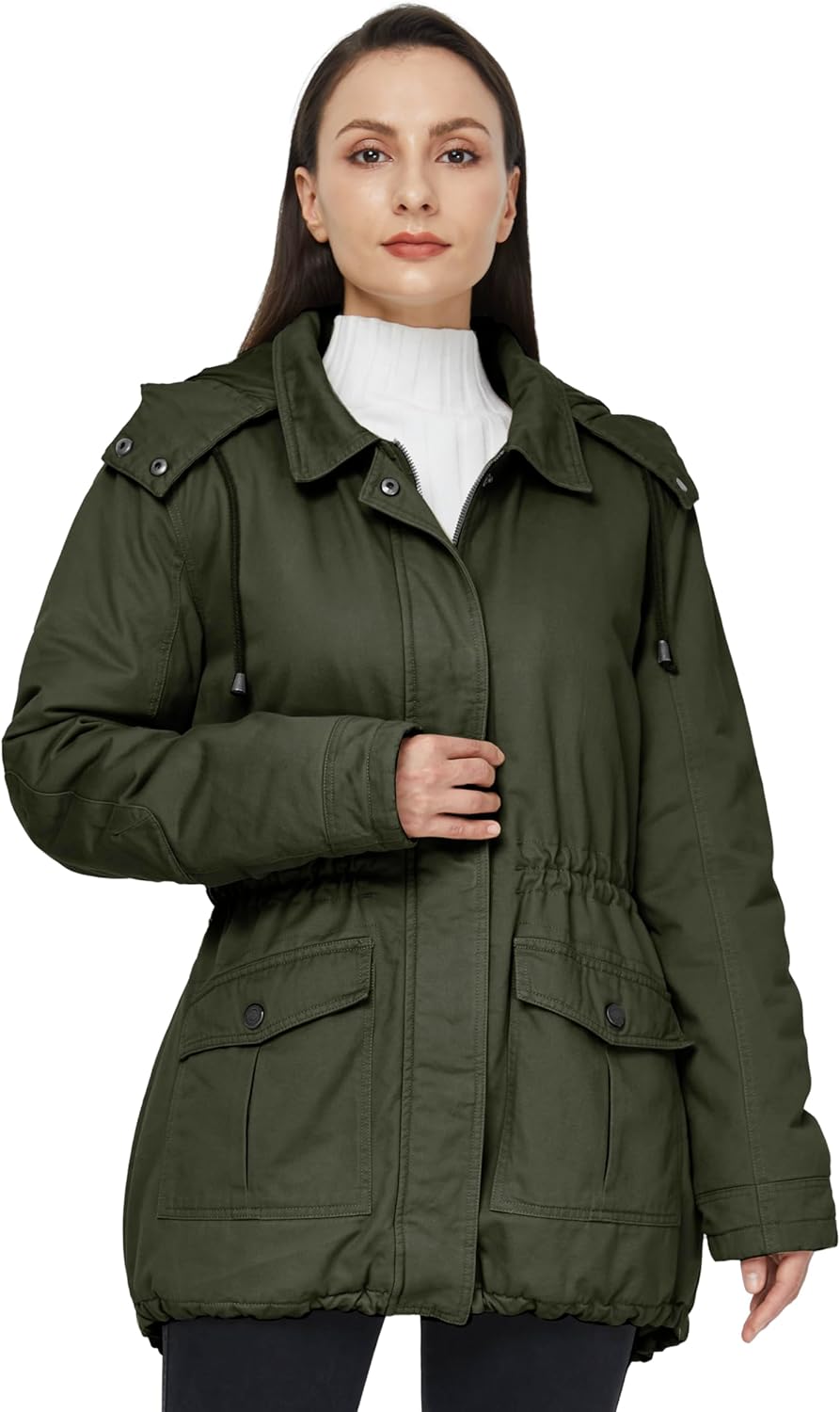 WenVen Women's Winter Thicken Cotton Coat Warm Parka Jacket with Removable Hood - Image 2