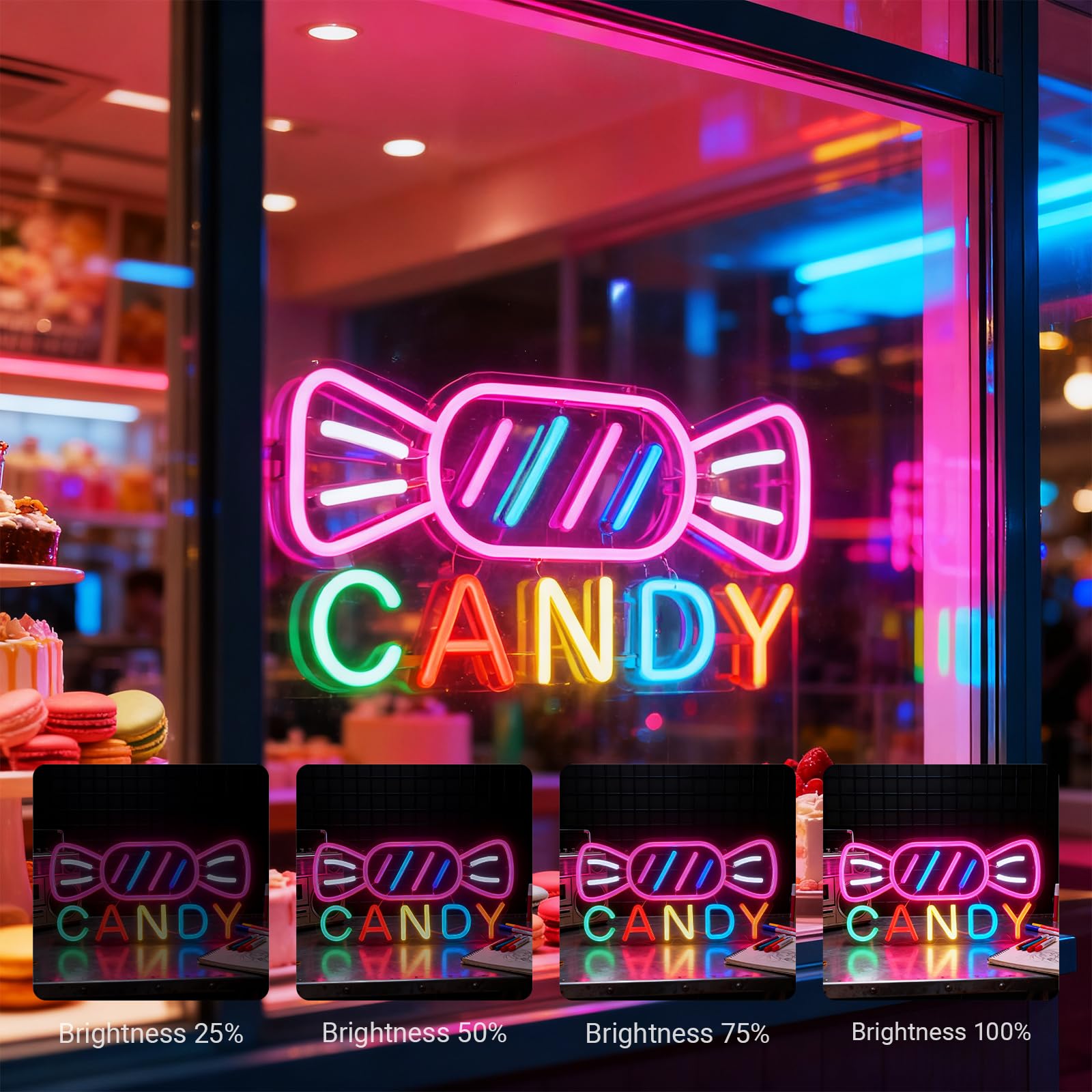 NAIYISI Candy Neon Sign for Wall Decor Candyland Party Decorations