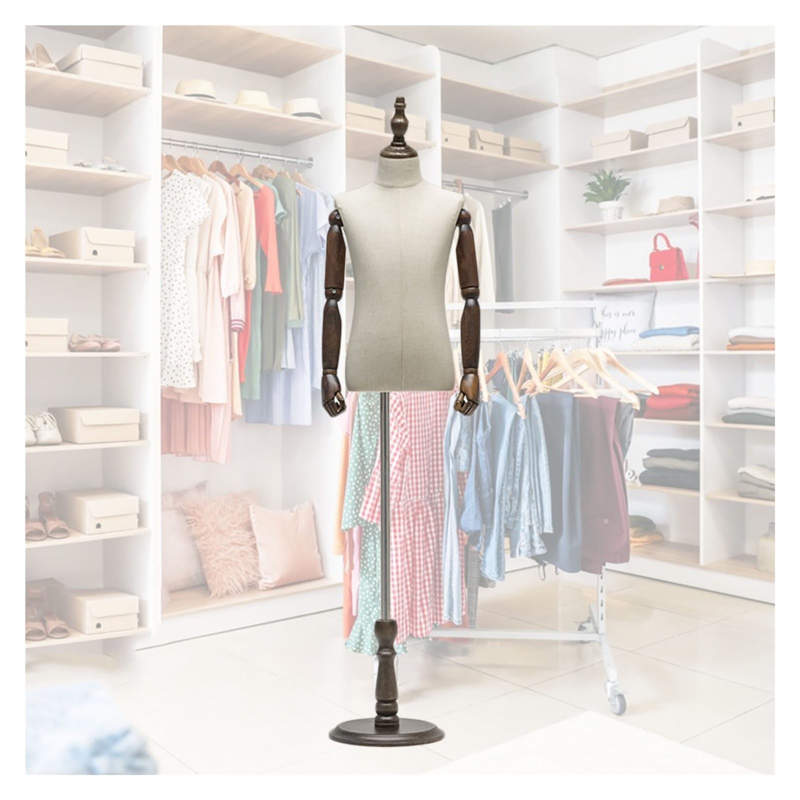 Générique Mannequin pour Enfant de 2 à 3 Ans, Buste de Mannequin Ajustable de 86 à 135 cm, avec Socle et Support en Bois, pour la présentation de vêtements (Couleur : B (B 10)