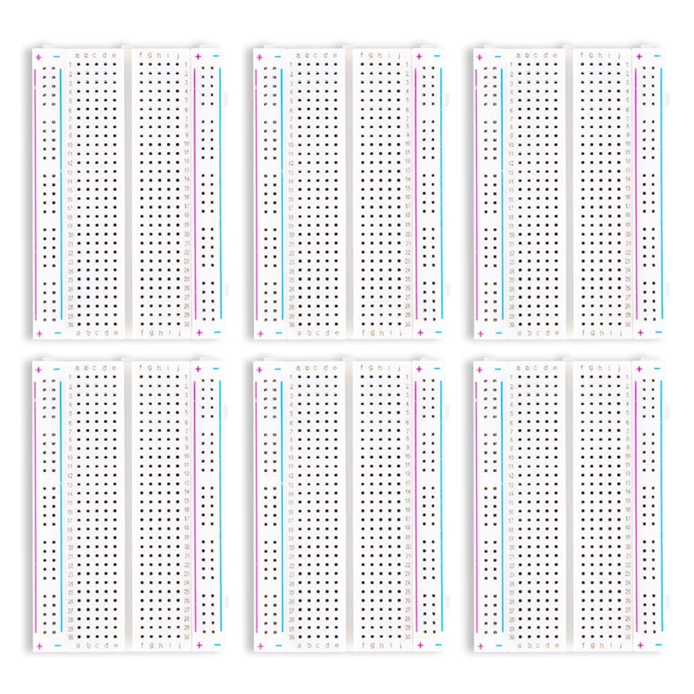 Sparetronic (6Pcs) 400 TIE POINT SOLDERLESS BREADBOARD (8.2 X 5.5 X 0.85CM) Compatible with DIY Arduino, Raspberry Pi 2 3 4