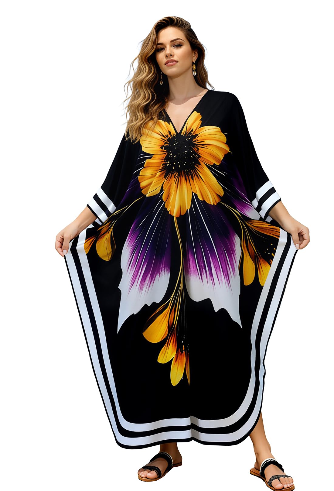 sunforyou Kaftan Dresses for Women Stylish Caftans Plus Size Beach Cover up Soft Loungewear