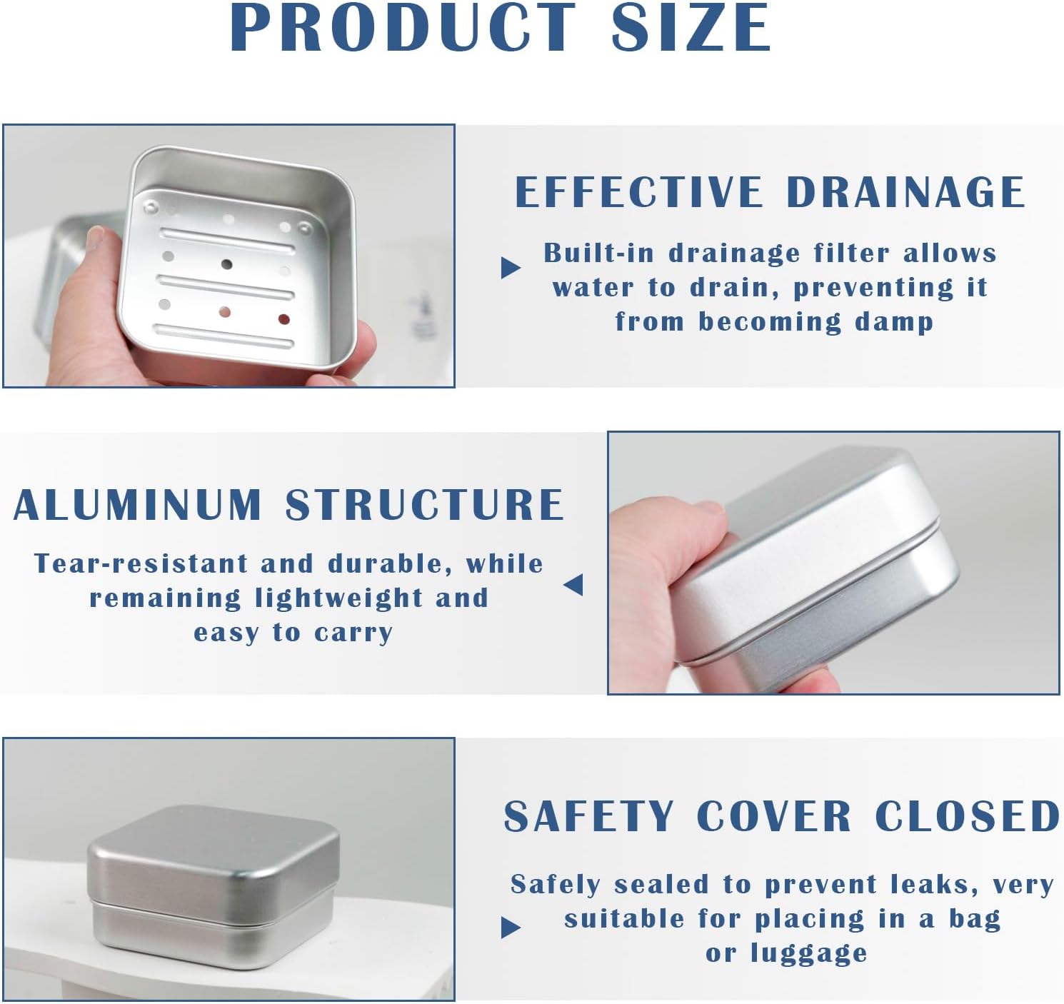 3 PCSTravel Soap Container Bar Soap HolderStainless Steel image 3