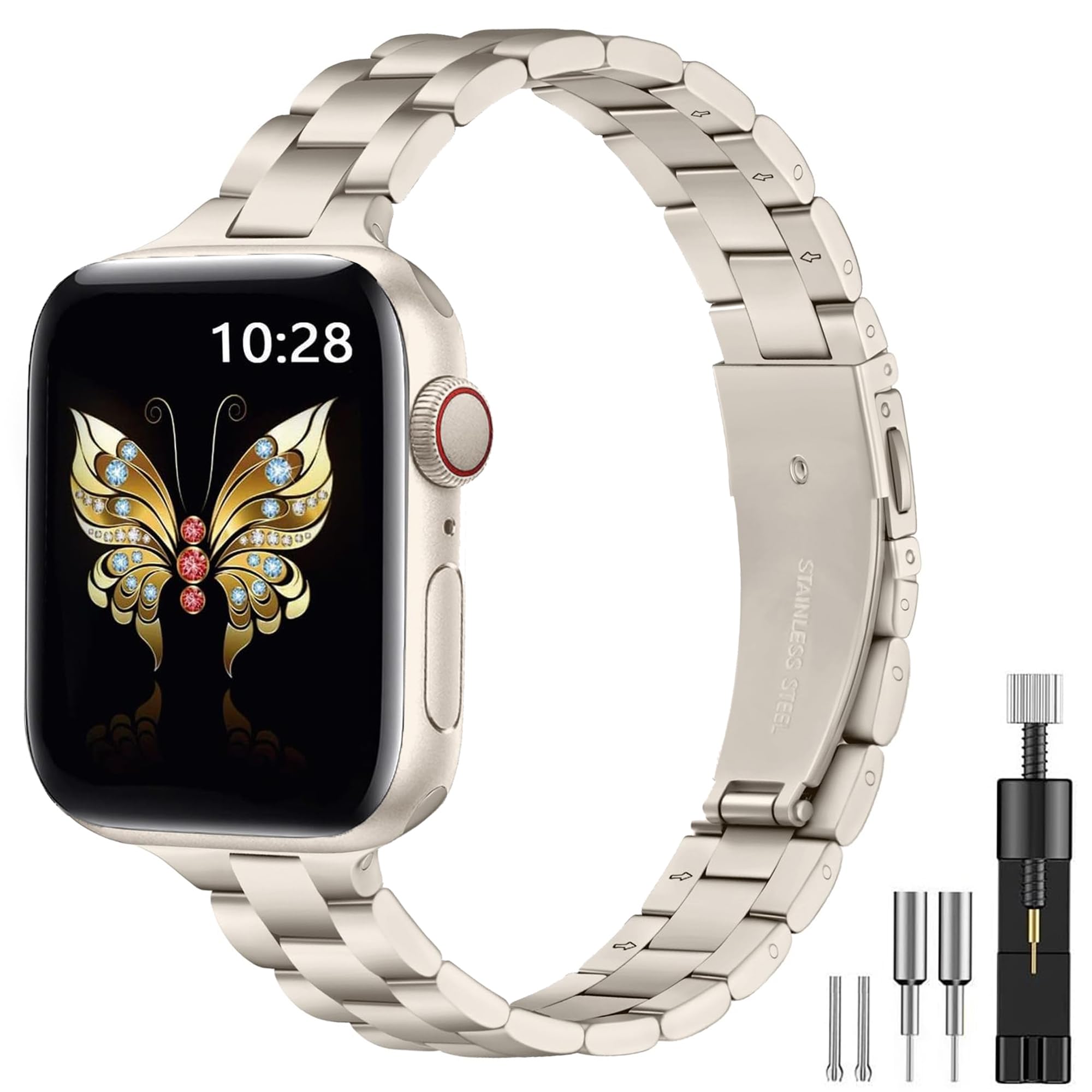 Bracciale sottile in Metallo da Donna compatibile con Apple Watch cinturino 38mm 40mm 41mm 42mm 44mm 45mm 46mm 49mm Bracciale in inossidabile per iWatch Ultra 2 SE Serie 10 9 8 7 6 5 4 3 2 1