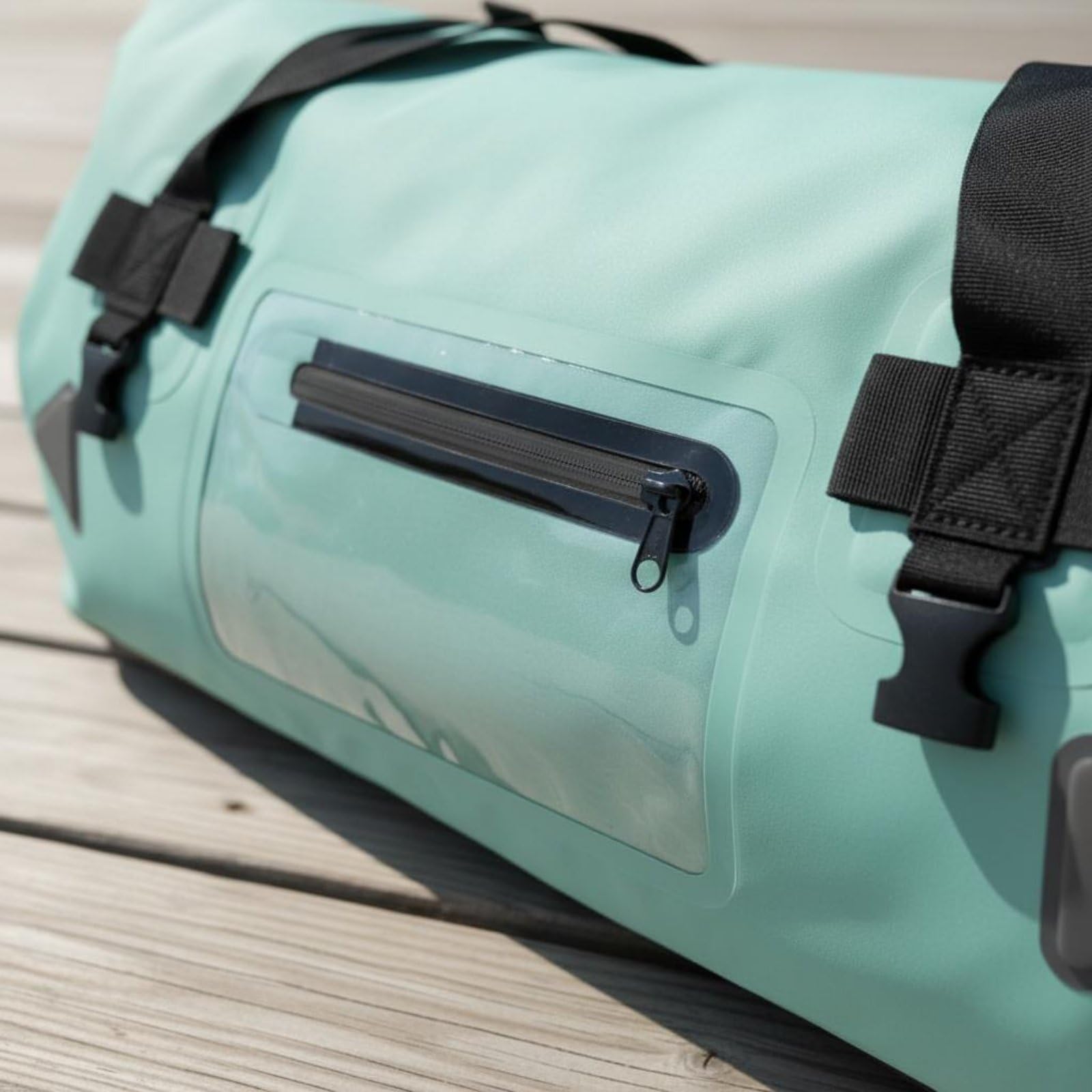 Qianly Borsone Impermeabile da 60L Grande Capacità Borsa da Viaggio Arrotolabile Resistente Borsa Motocicletta in PVC per Campeggiatori, Sport Acquatici, Array, Grigio, 70L