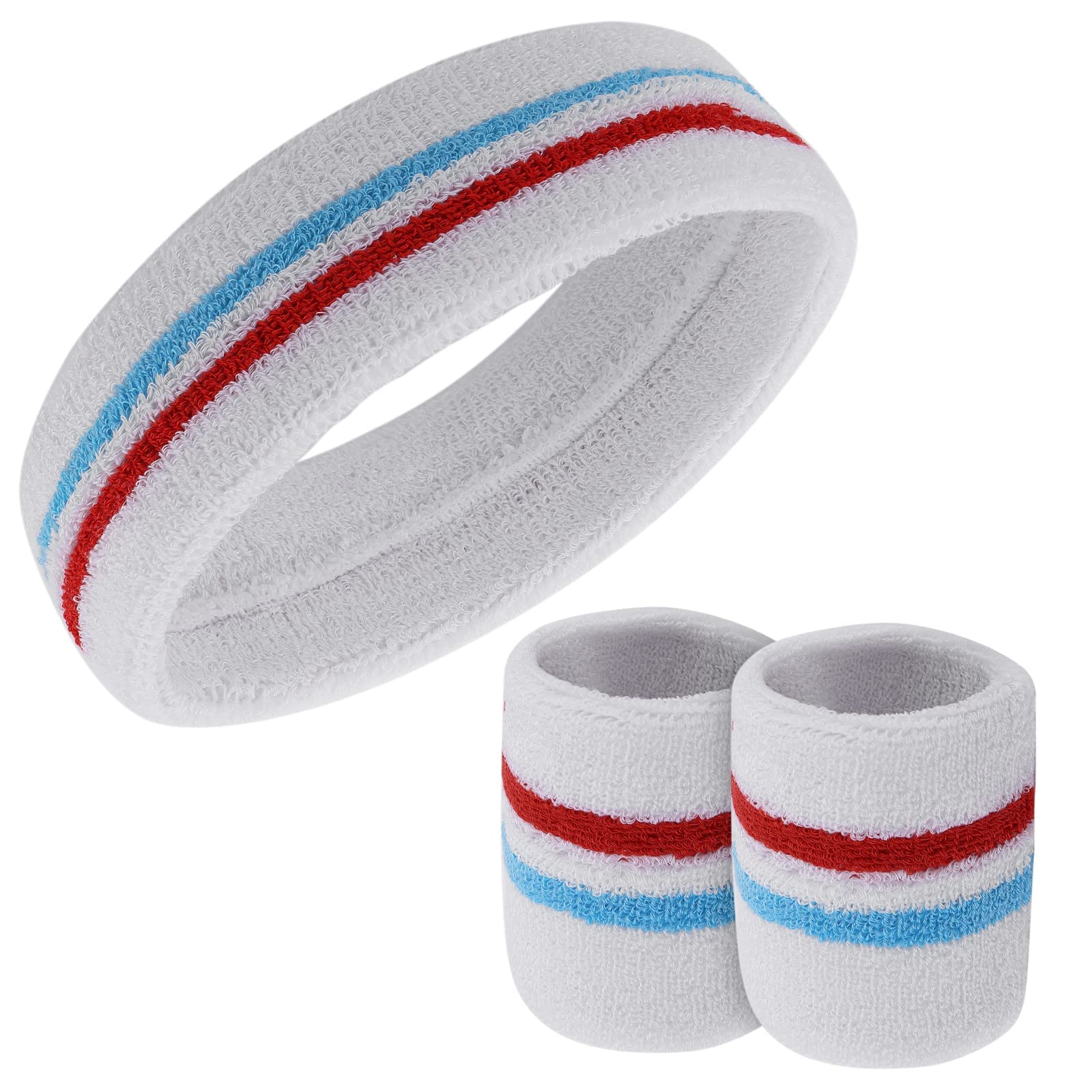 Yolev 3 Pezzi di Fascia Sportiva per il Sudore Set di Fascia Sportiva a Righe da Polso per Uomini e Donne Fitness Corsa Accessori Sportivi