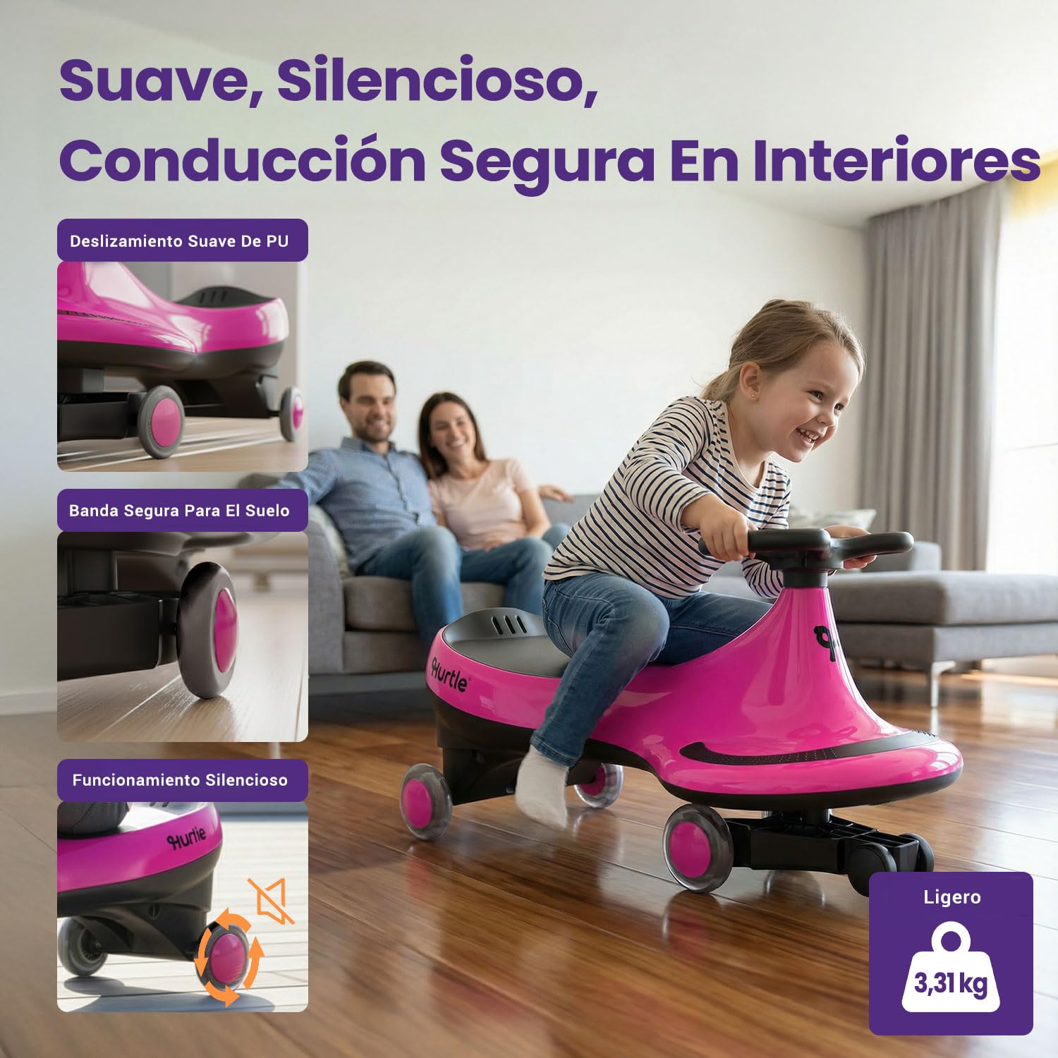 Hurtle Coche correpasillos Tipo Wiggle Coaster Car, Montable para niños sin Pedales ni batería, con Giro y Movimiento, Uso en Interior y Exterior, 2 años en adelante — view 4
