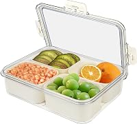 SHTALHST Uzsonnás Doboz 4 Kivehető Rekesszel - Fedeles Snack Tároló Gyümölcsökhöz, Édességekhez és Kekszekhez - BPA-mentes, Kézi Mosogatású 1