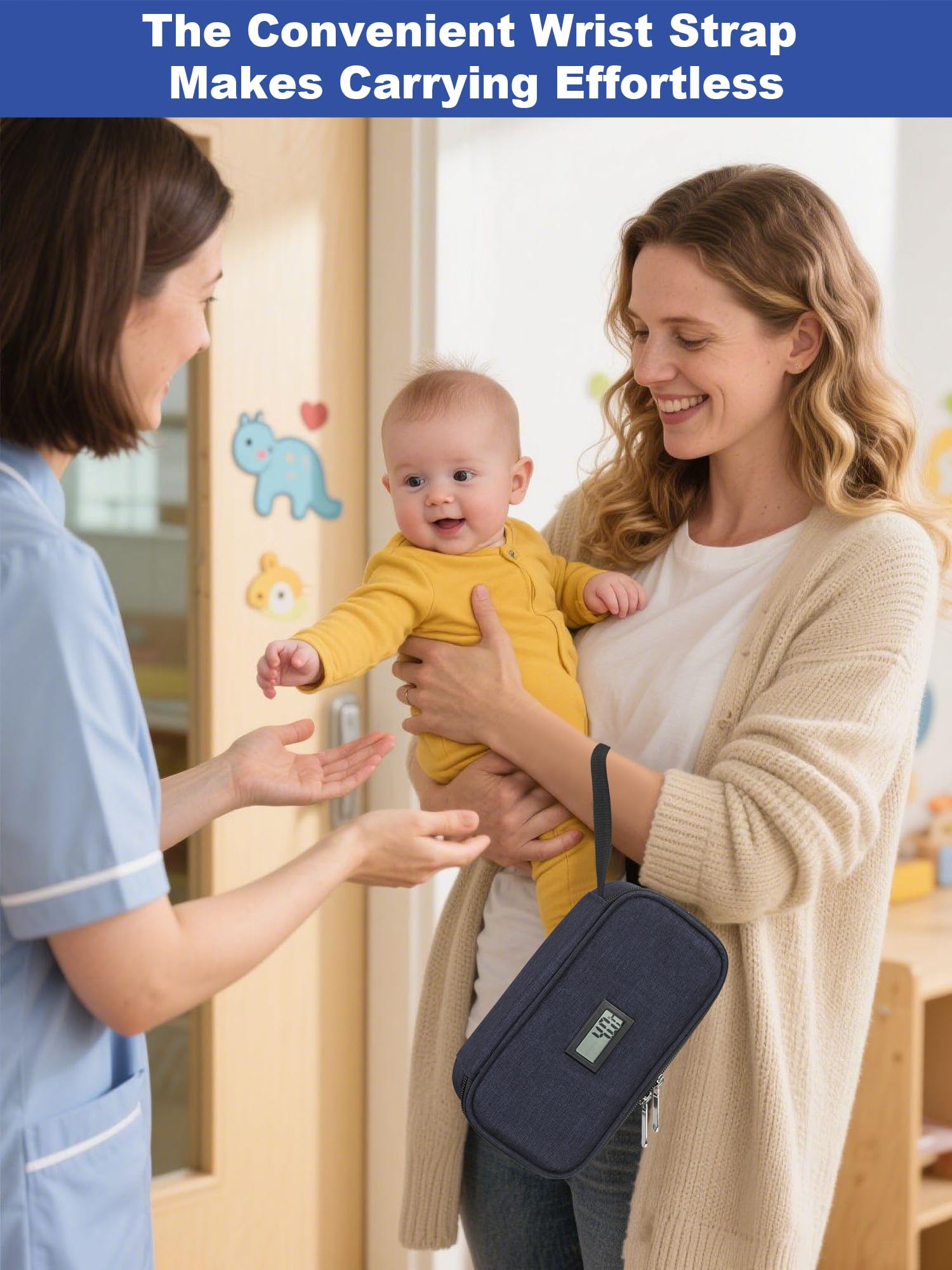 YOUSHARES Borsa termica per latte materno, borsa da viaggio per latte materno (blu navy)