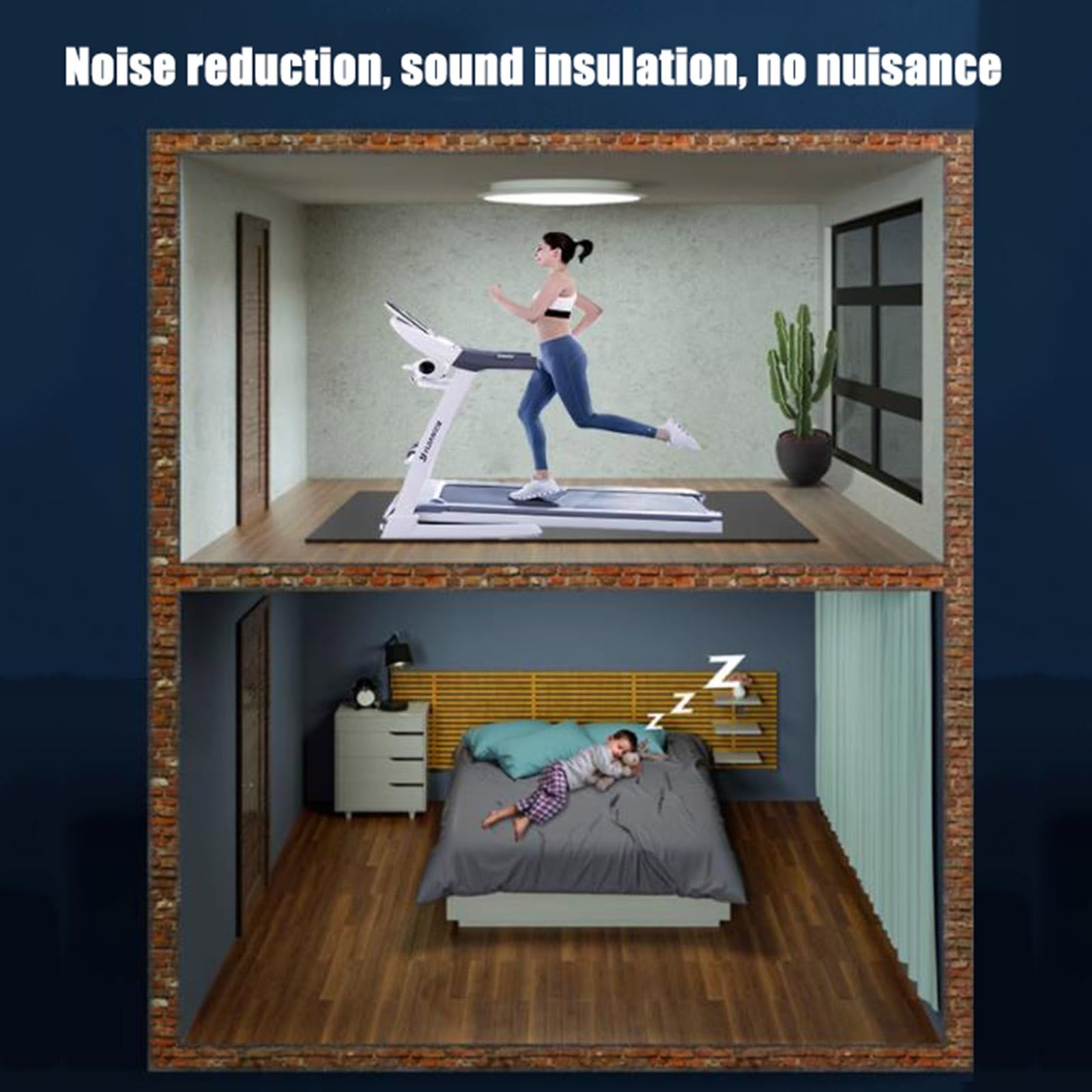 WORDFUN Tappetino Insonorizzante per Tapis Roulant, Tappetino AntiVibration per Attrezzature Fitness, Tappetino Protettivo per Il Pavimento, Tappetini Ad Alta Densità, Tappetino per Esercizi
