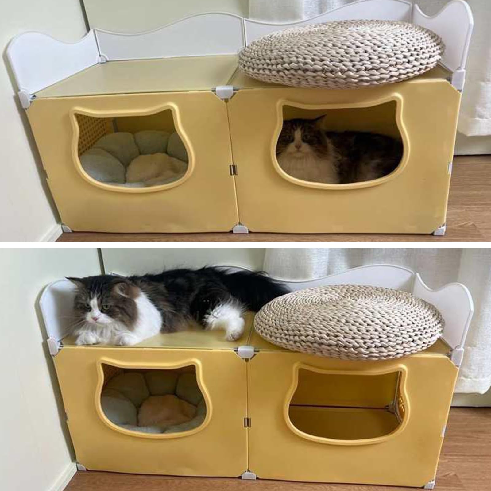 Katzenkäfig für den Innenbereich mit Stauraum oben, halbgeschlossenes Gehege & Loungebett, idealer Laufstall für Kätzchen und Katzen, einfache Selbstmontage