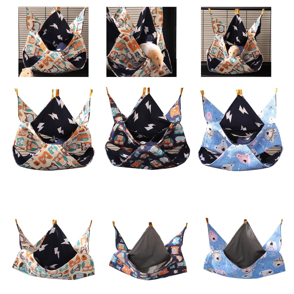 XAGMODSHN Hamsters Print Hammock Hideout Bed Hanging Tree Bed Cage Accessories Warm AntiScratching Sleep Bed for Ferrets Squirrels